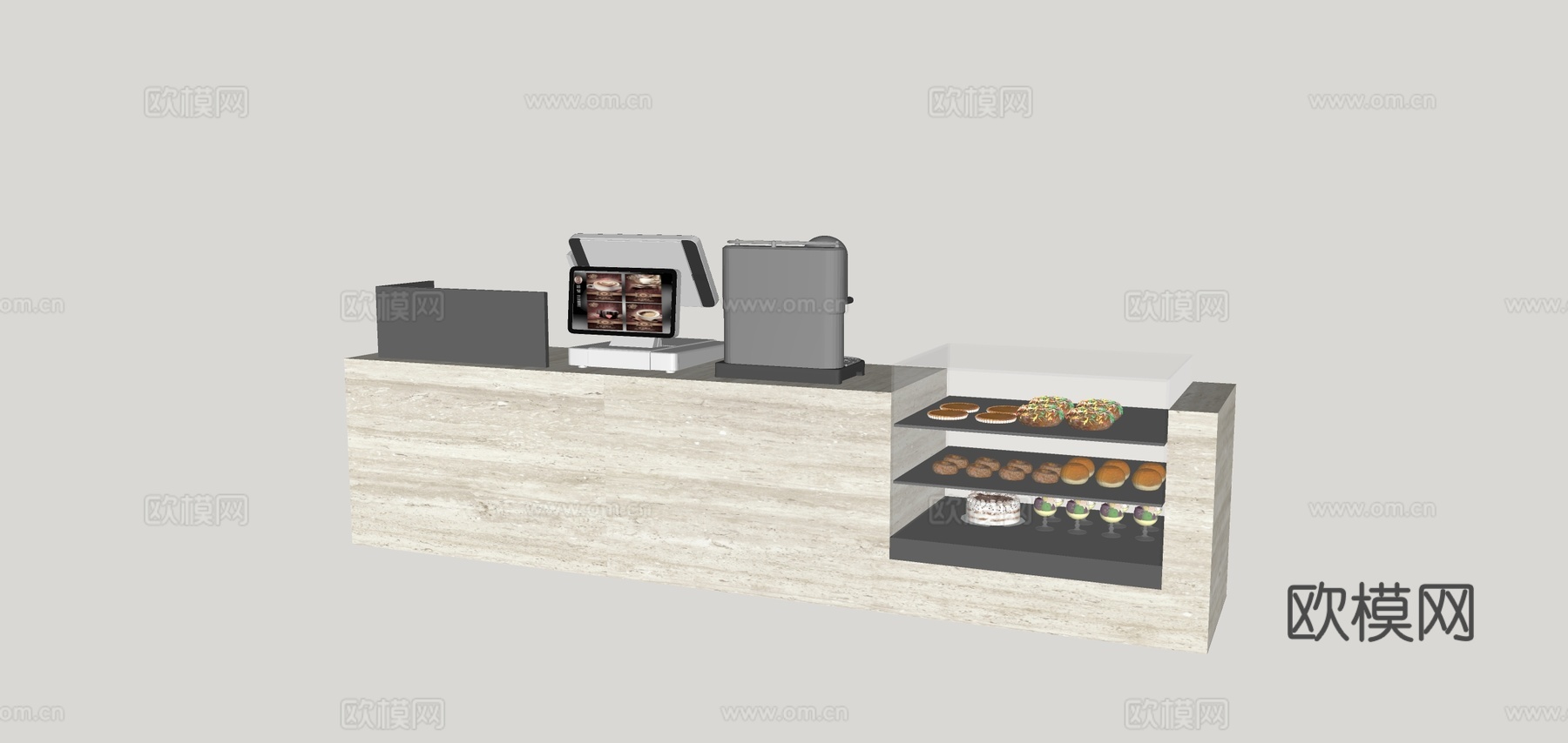 现代咖啡吧台su模型