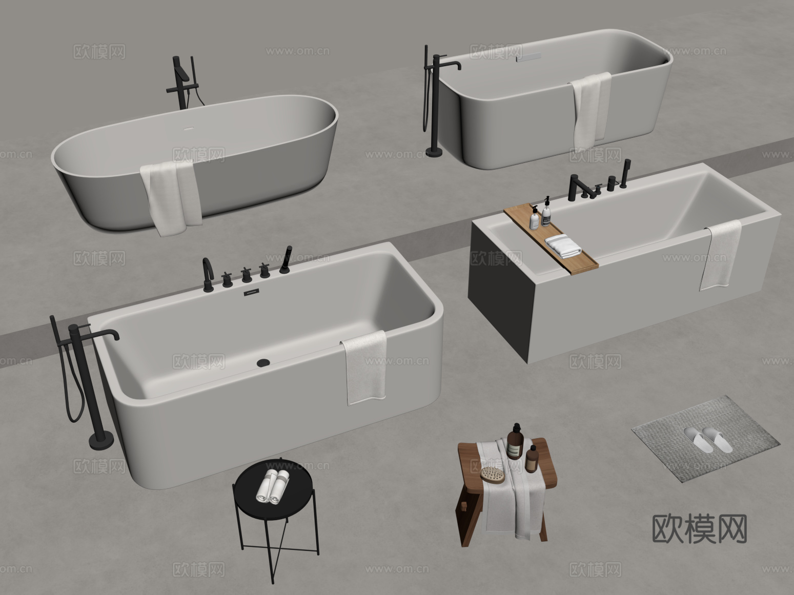 现代浴缸 卫浴小件su模型下载（渲染图2）