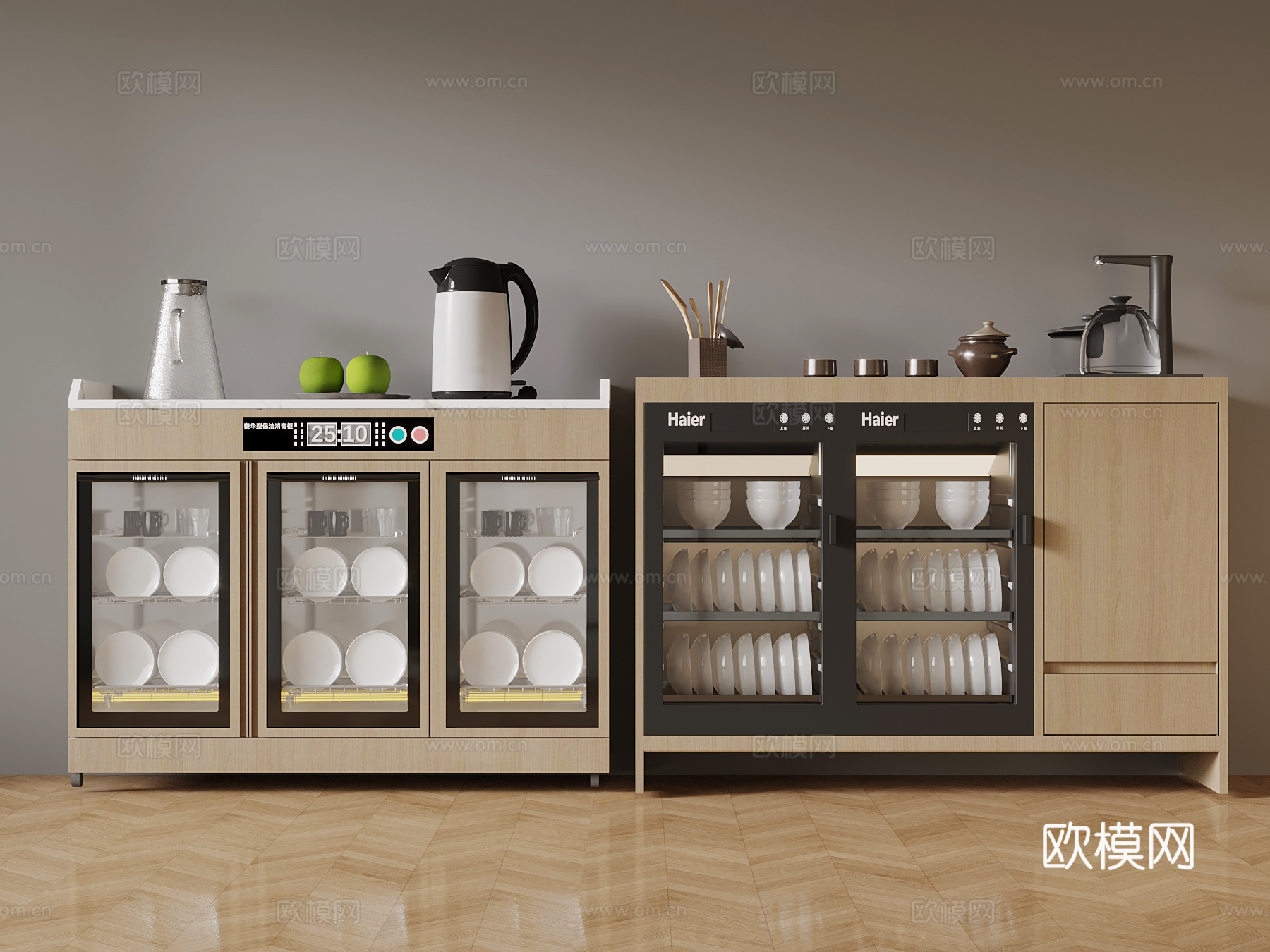 现代备餐柜 消毒柜 边柜su模型