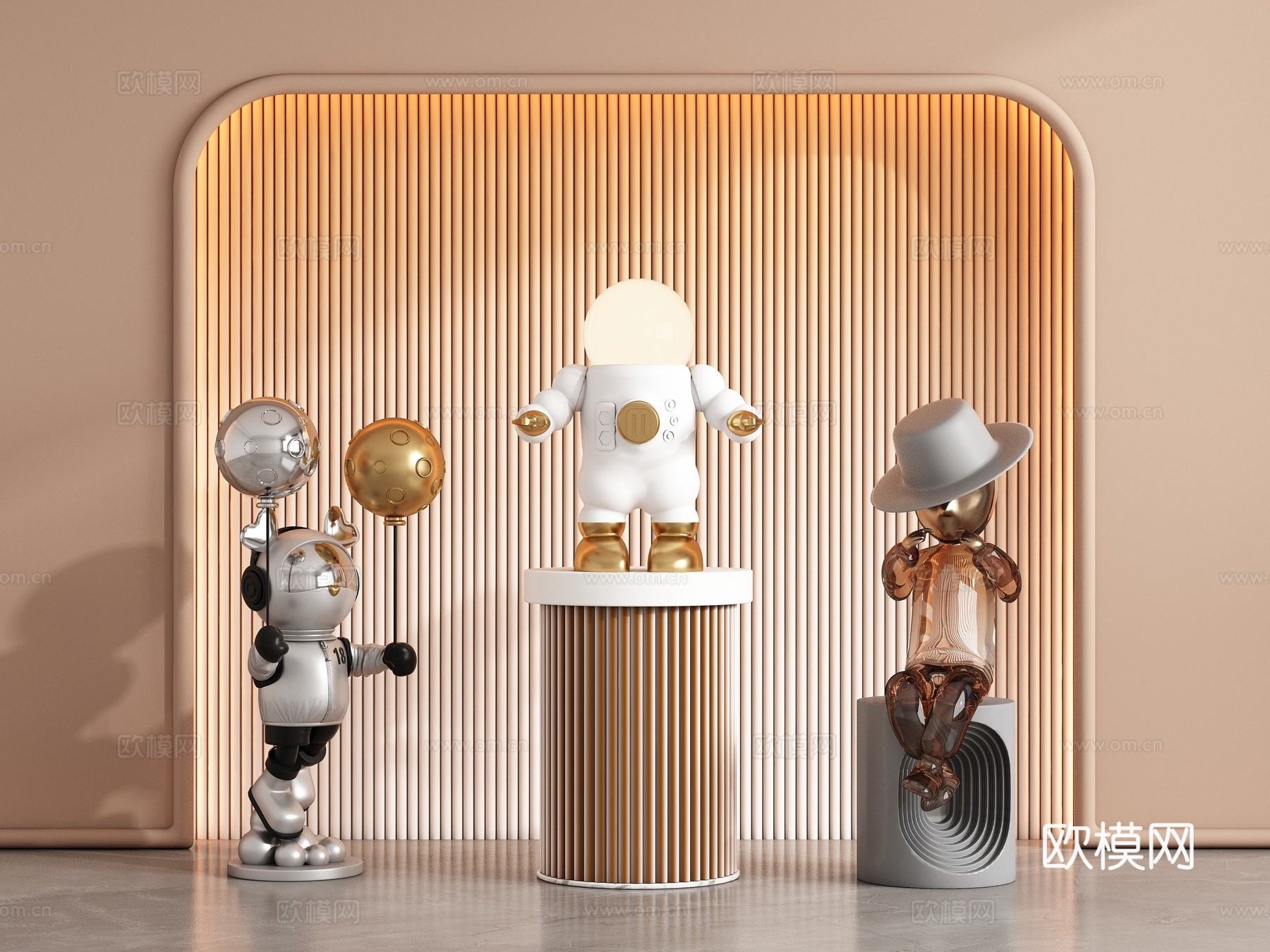 现代雕塑公仔饰品摆件su模型