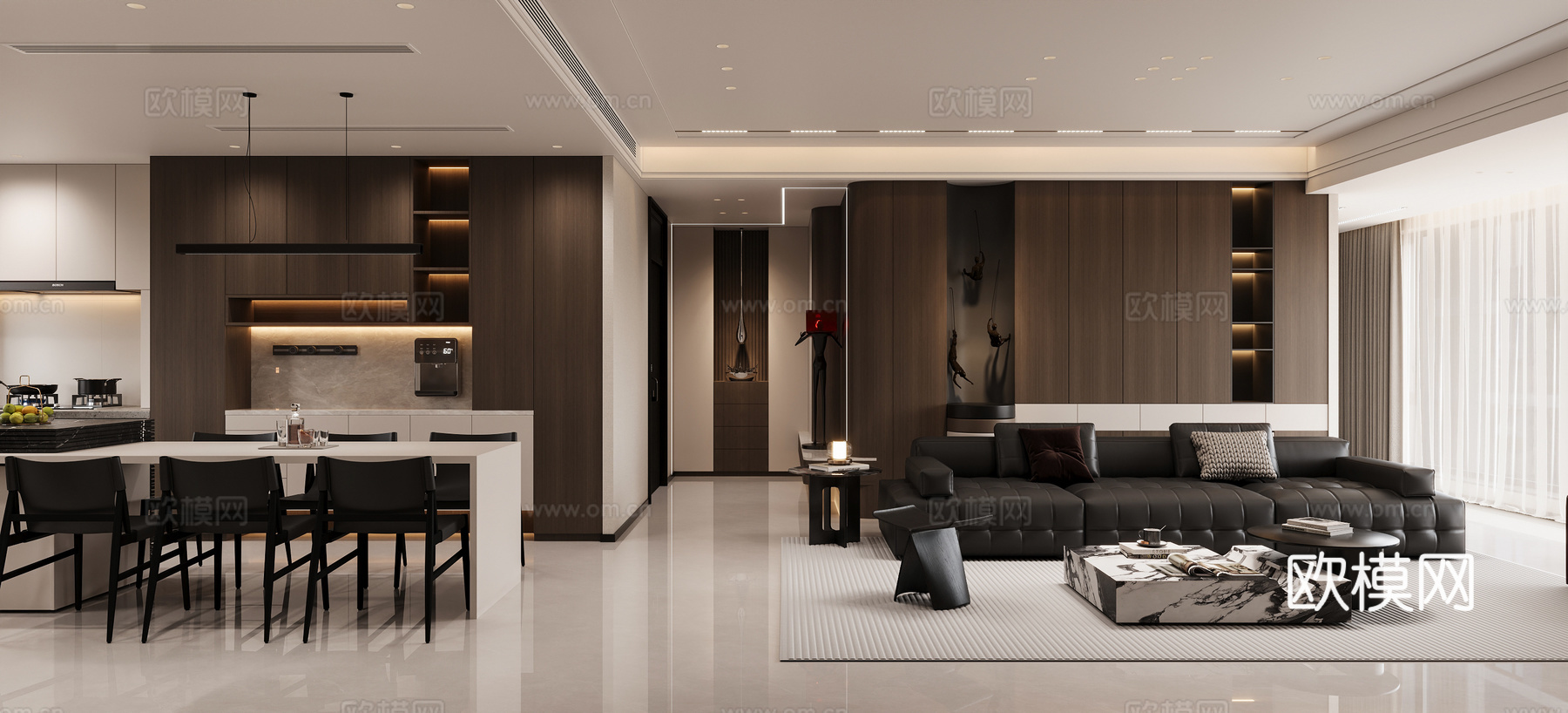 意式客餐厅3d模型下载（渲染图1）