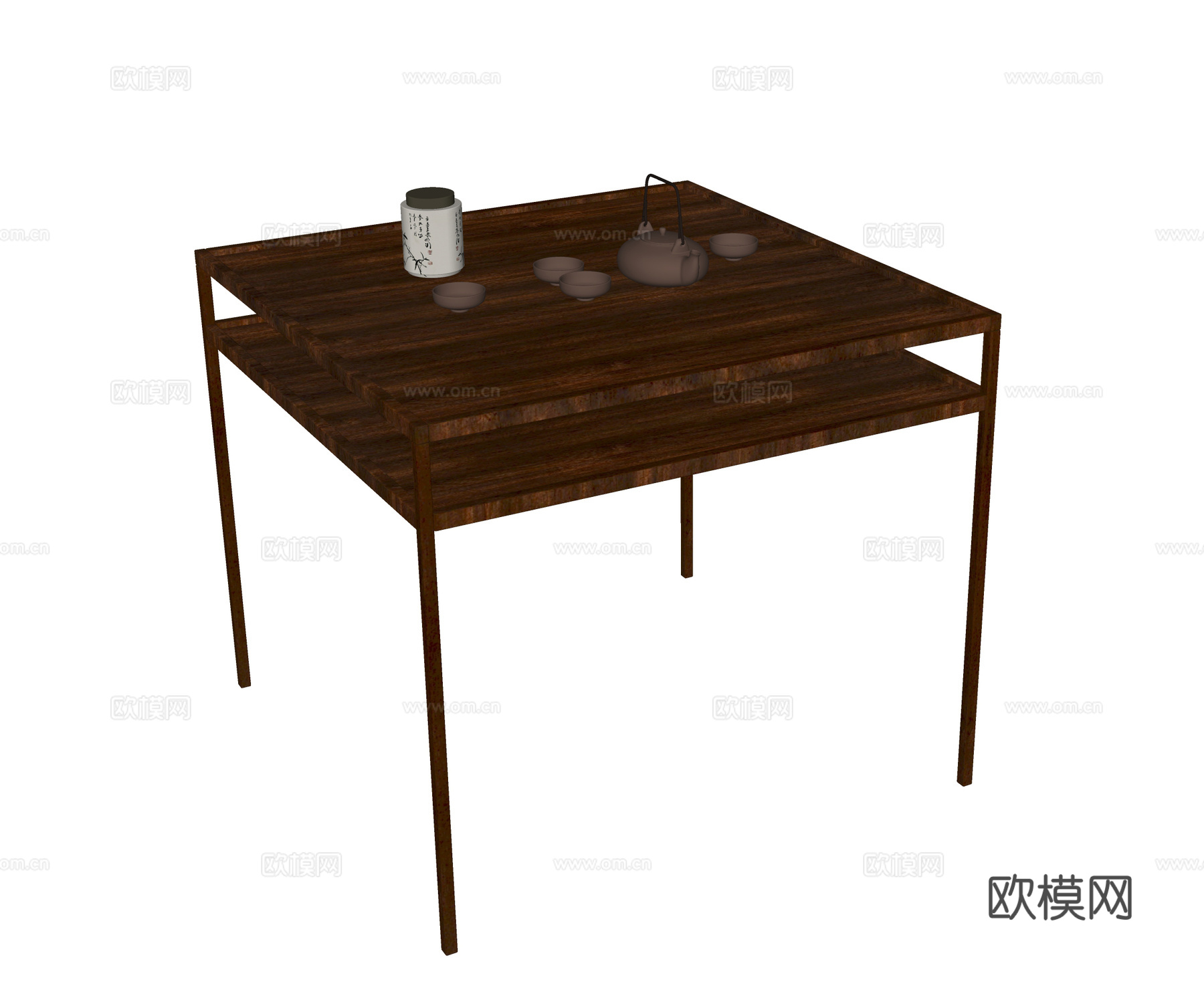 中式茶桌su模型