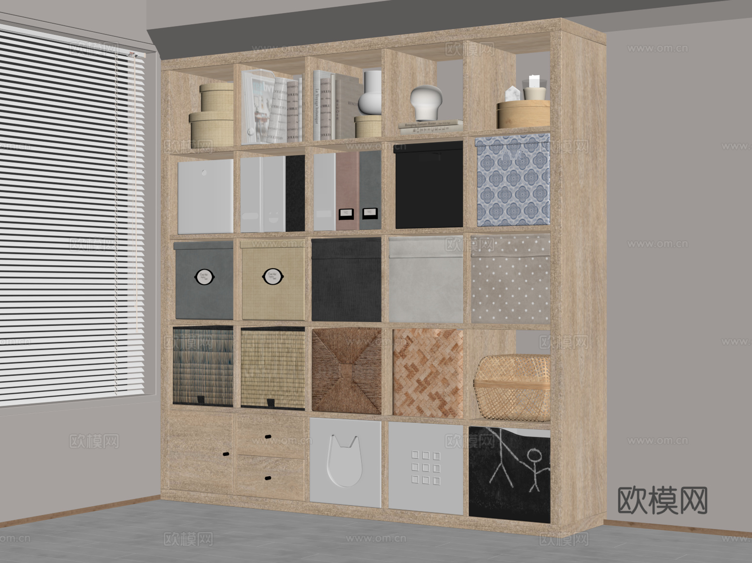 现代多功能储物柜su模型下载（渲染图2）