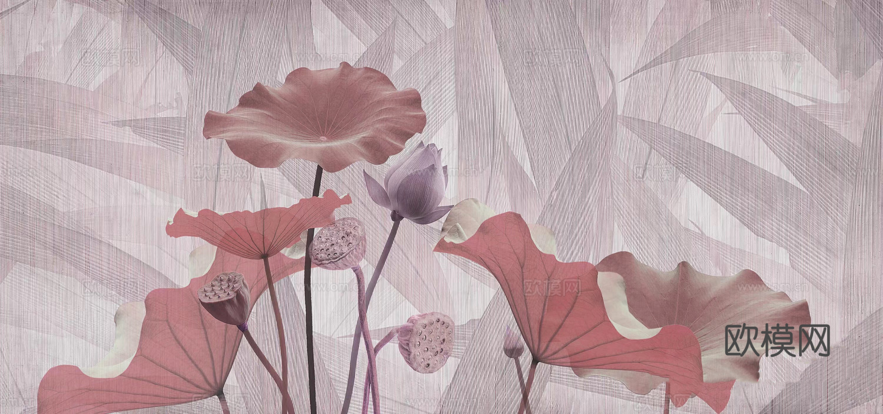 荷花壁画