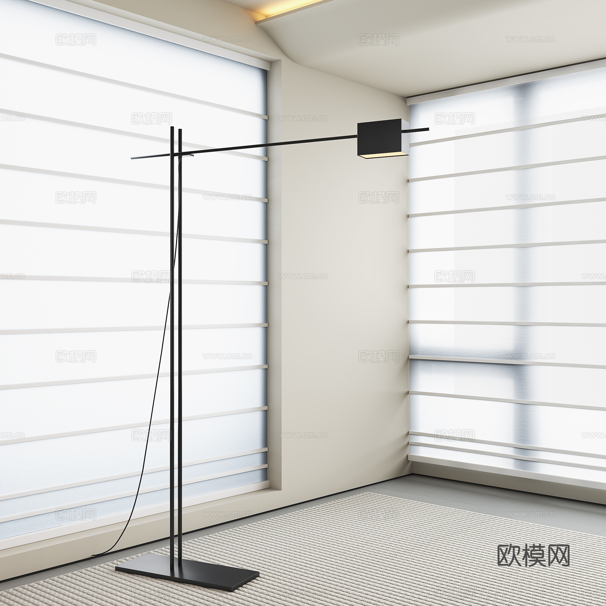 现代极简落地灯免费su模型下载（渲染图1）