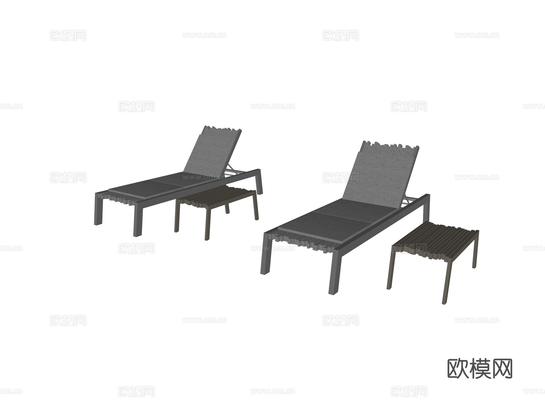 现代户外 庭院 泳池 沙滩 单人躺椅su模型下载（渲染图2）
