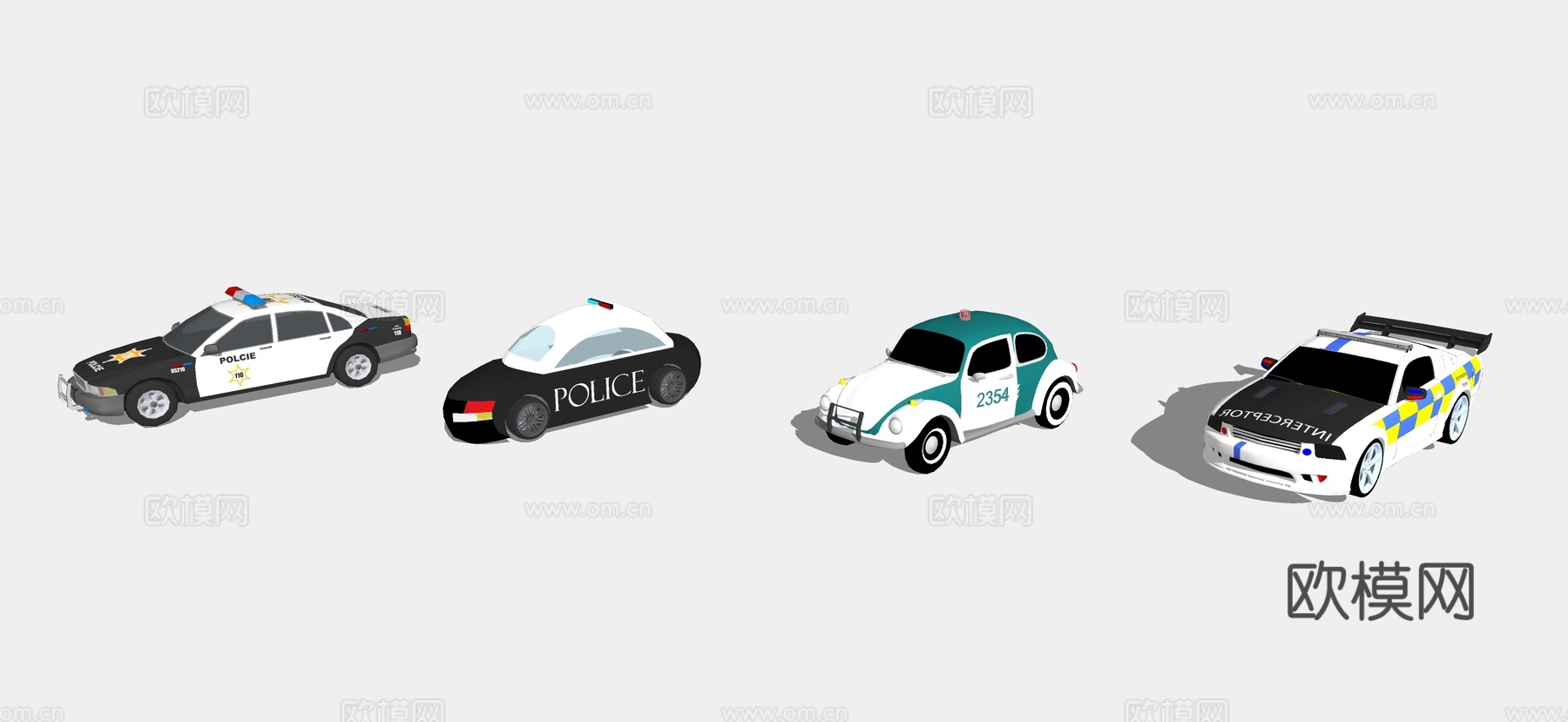 现代警车 轿车 跑车su模型