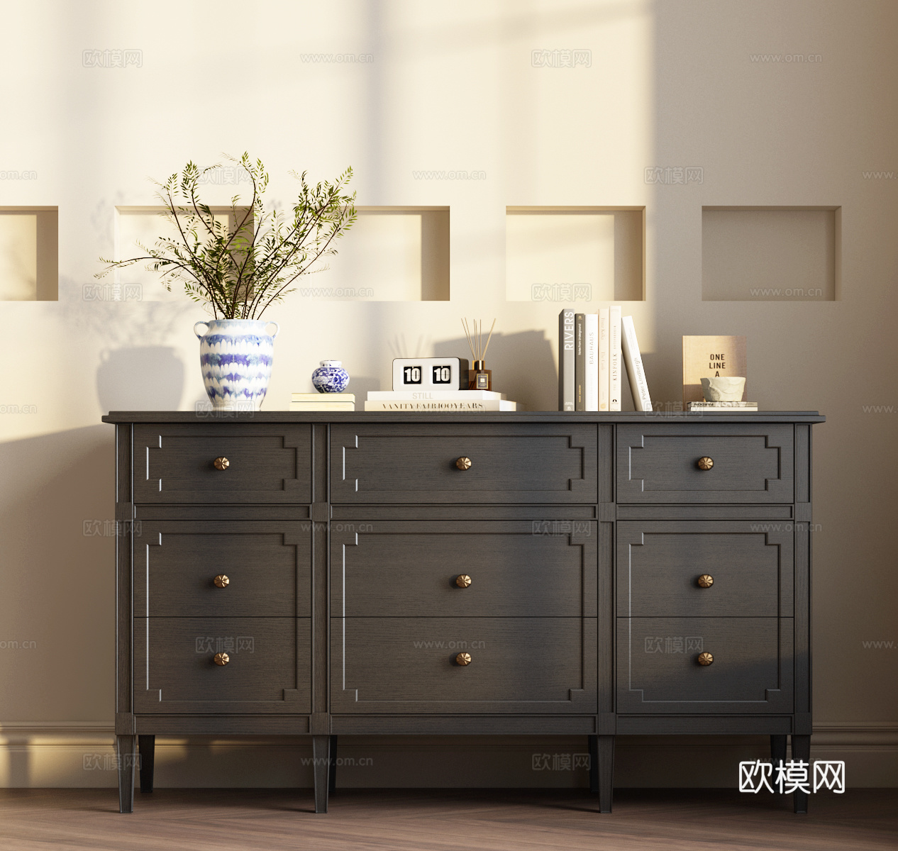 美式端景台 美式玄关柜 美式边柜 美式斗柜3d模型