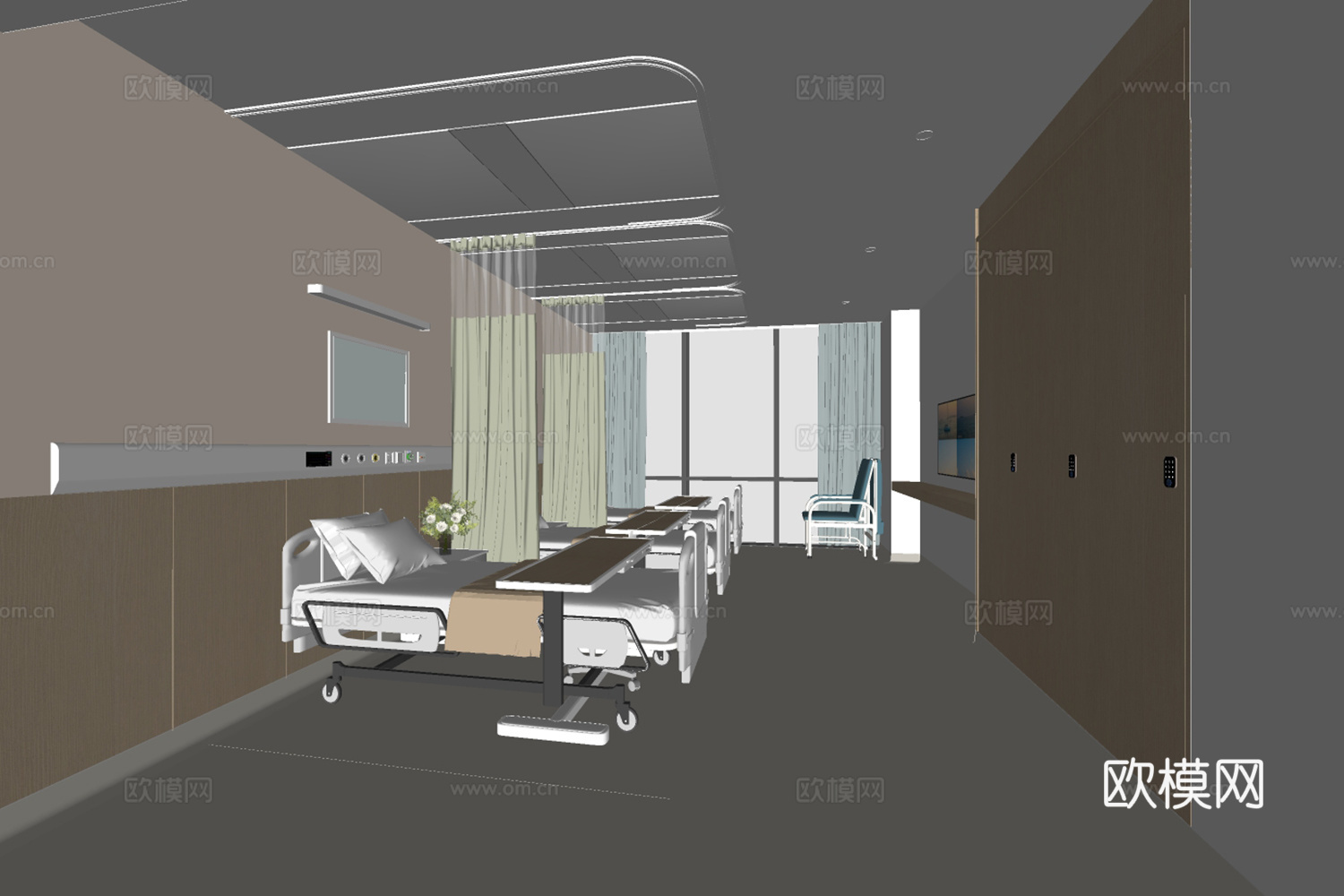 现代简约医院su模型