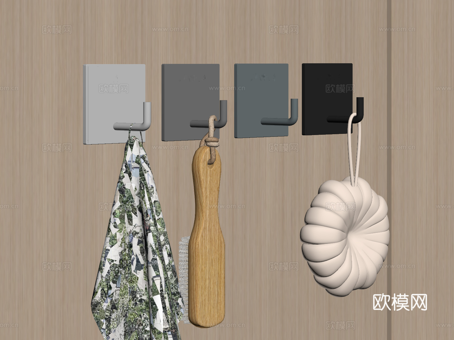 现代卫浴挂衣钩 简易挂衣钩su模型下载（渲染图2）