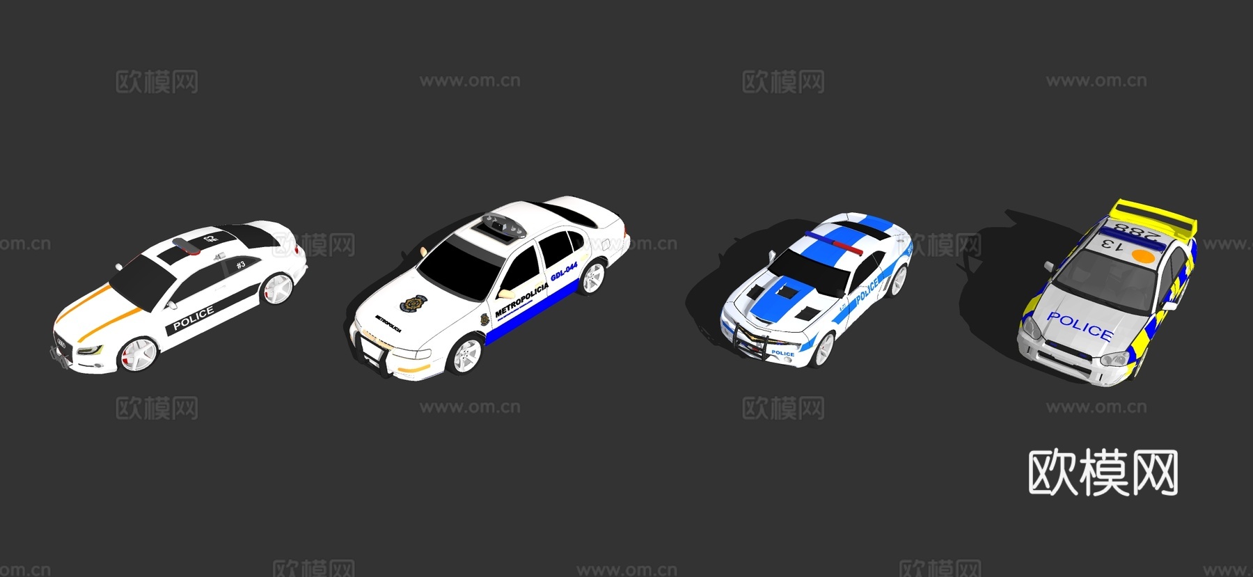 现代警车 轿车 跑车su模型