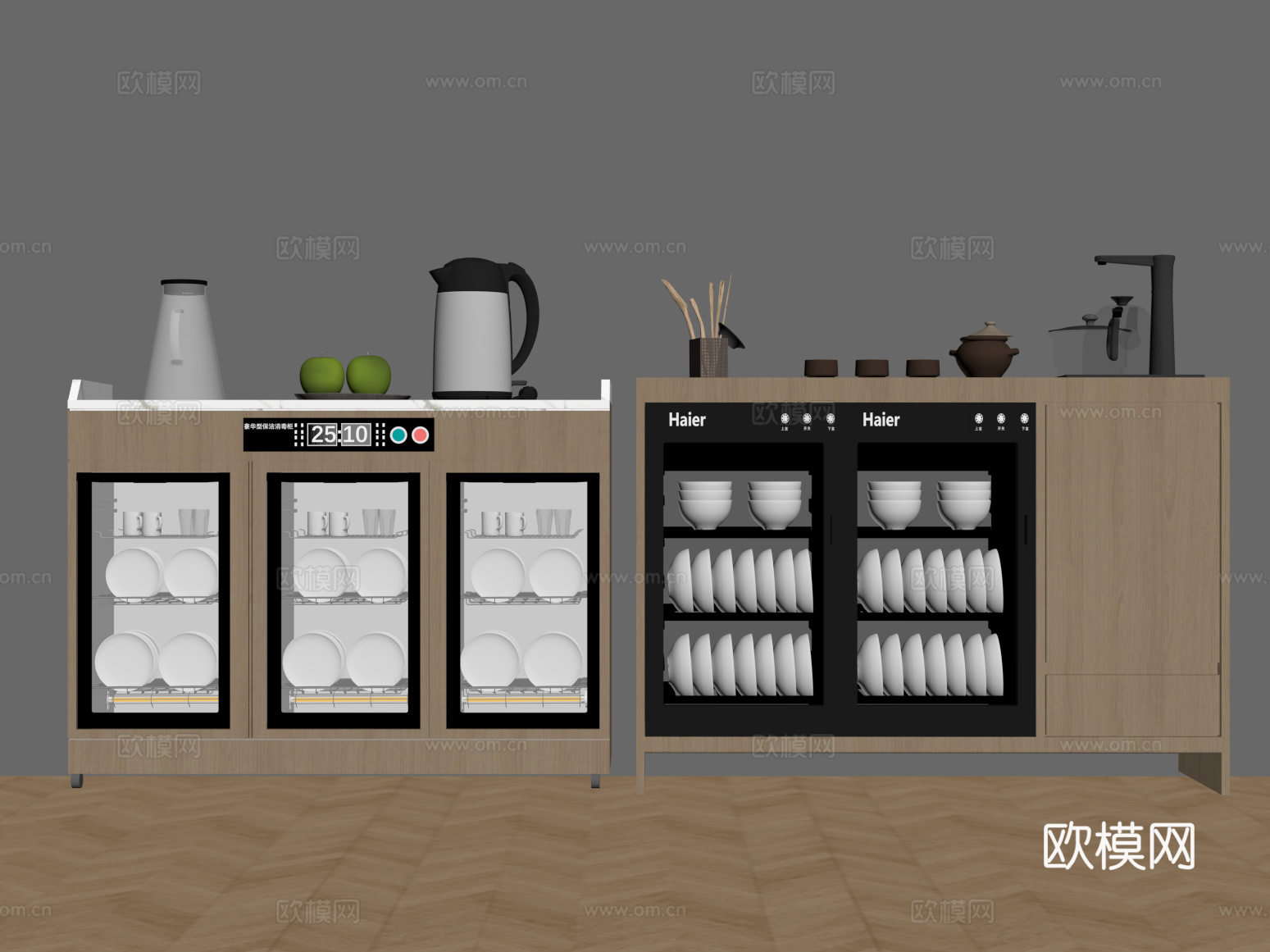 现代备餐柜 消毒柜 边柜su模型