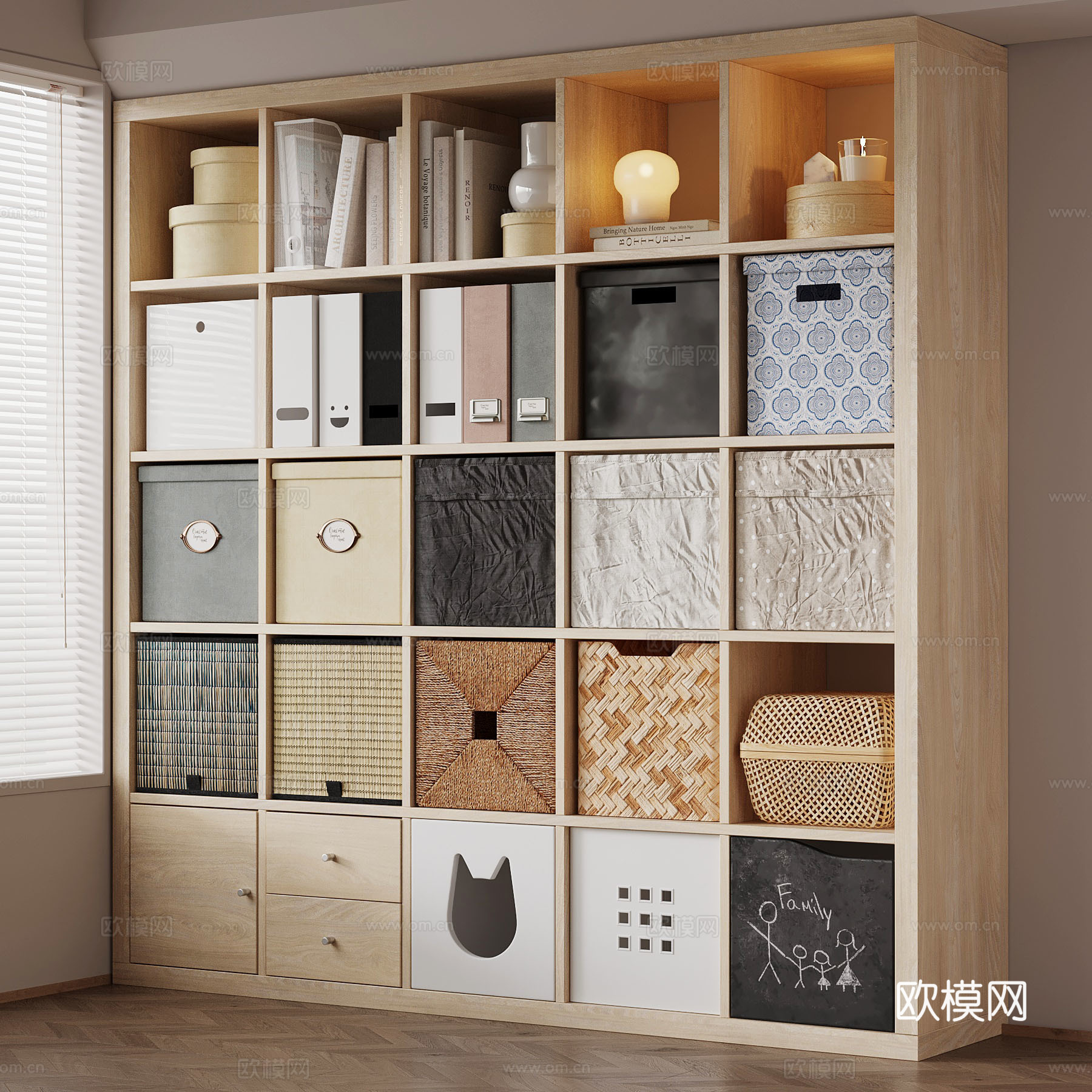 现代多功能储物柜su模型下载（渲染图1）