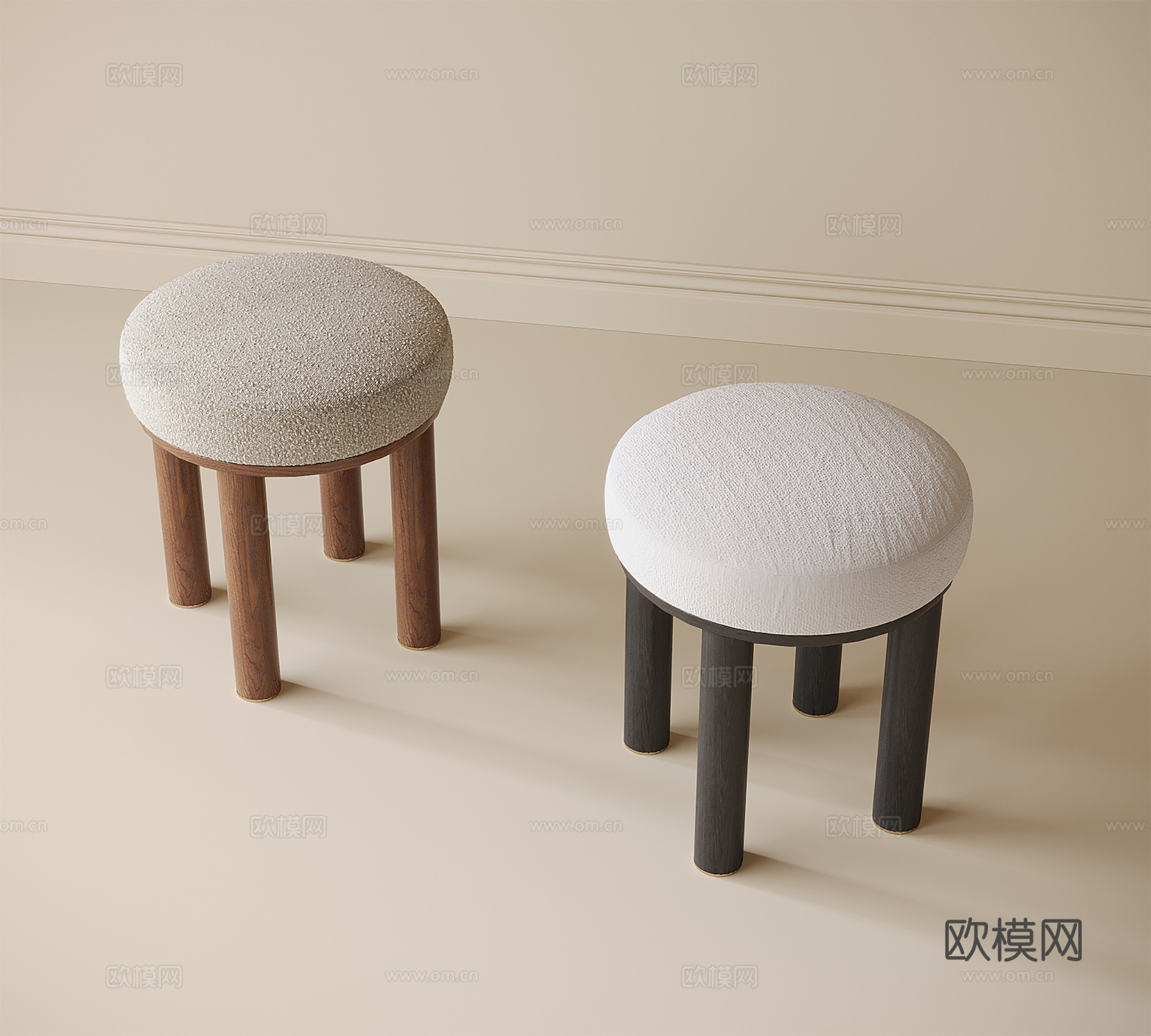 现代凳子 换鞋凳 圆凳su模型