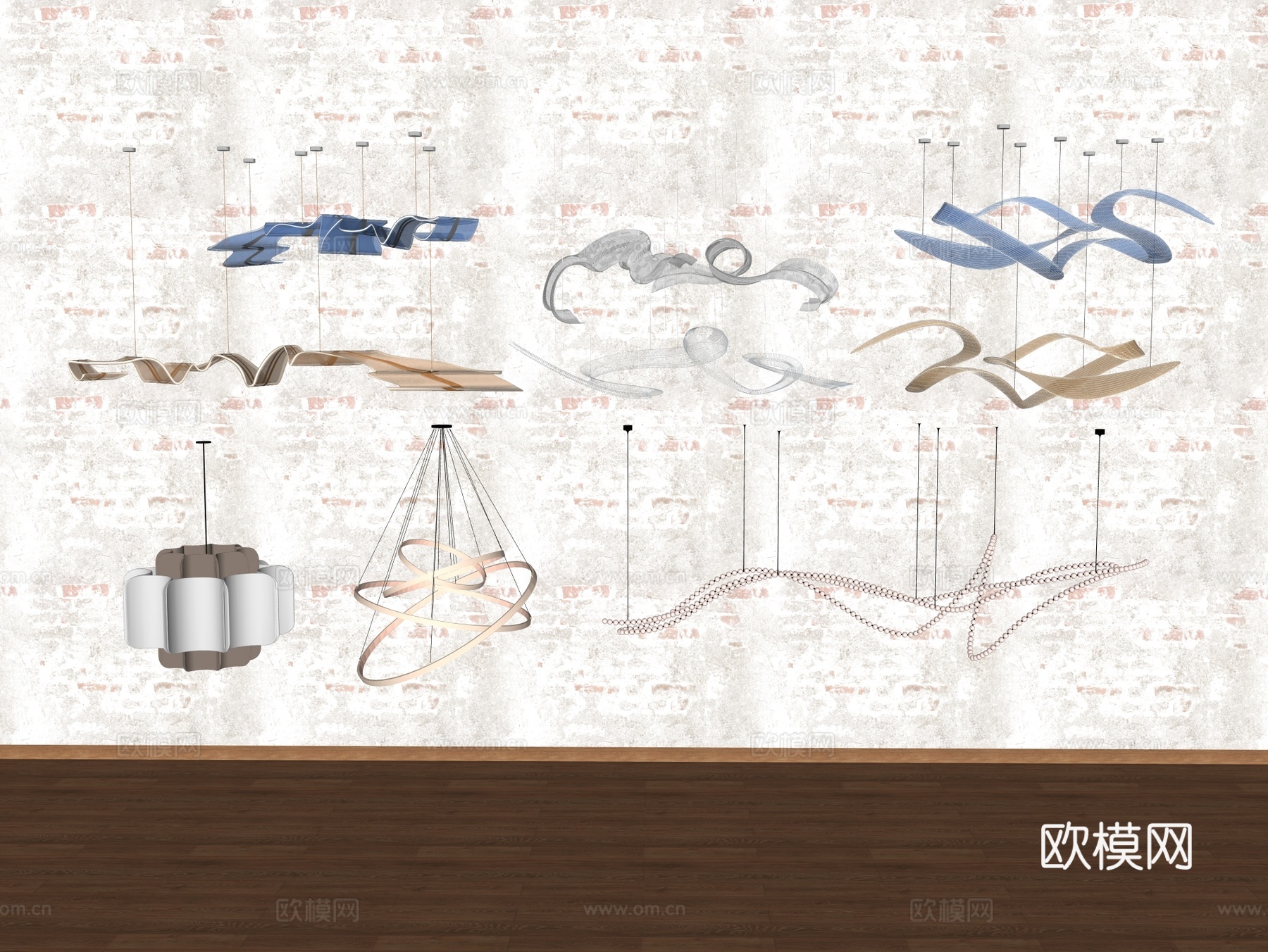 吊灯组合 装饰吊灯 客厅吊灯 餐厅吊灯 大型吊灯su模型下载（渲染图2）