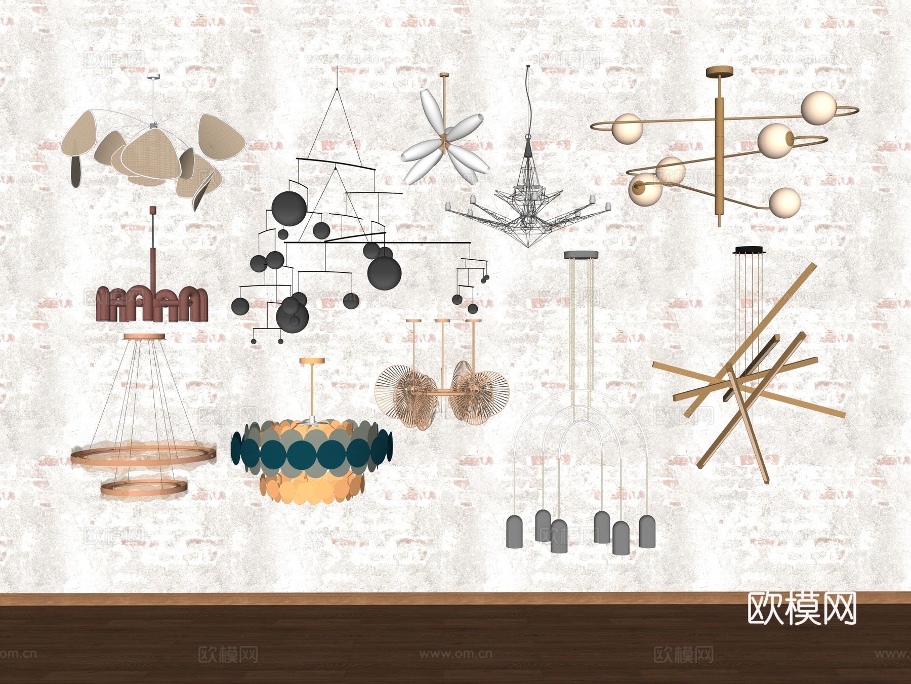 吊灯组合 装饰吊灯 客厅吊灯 餐厅吊灯su模型