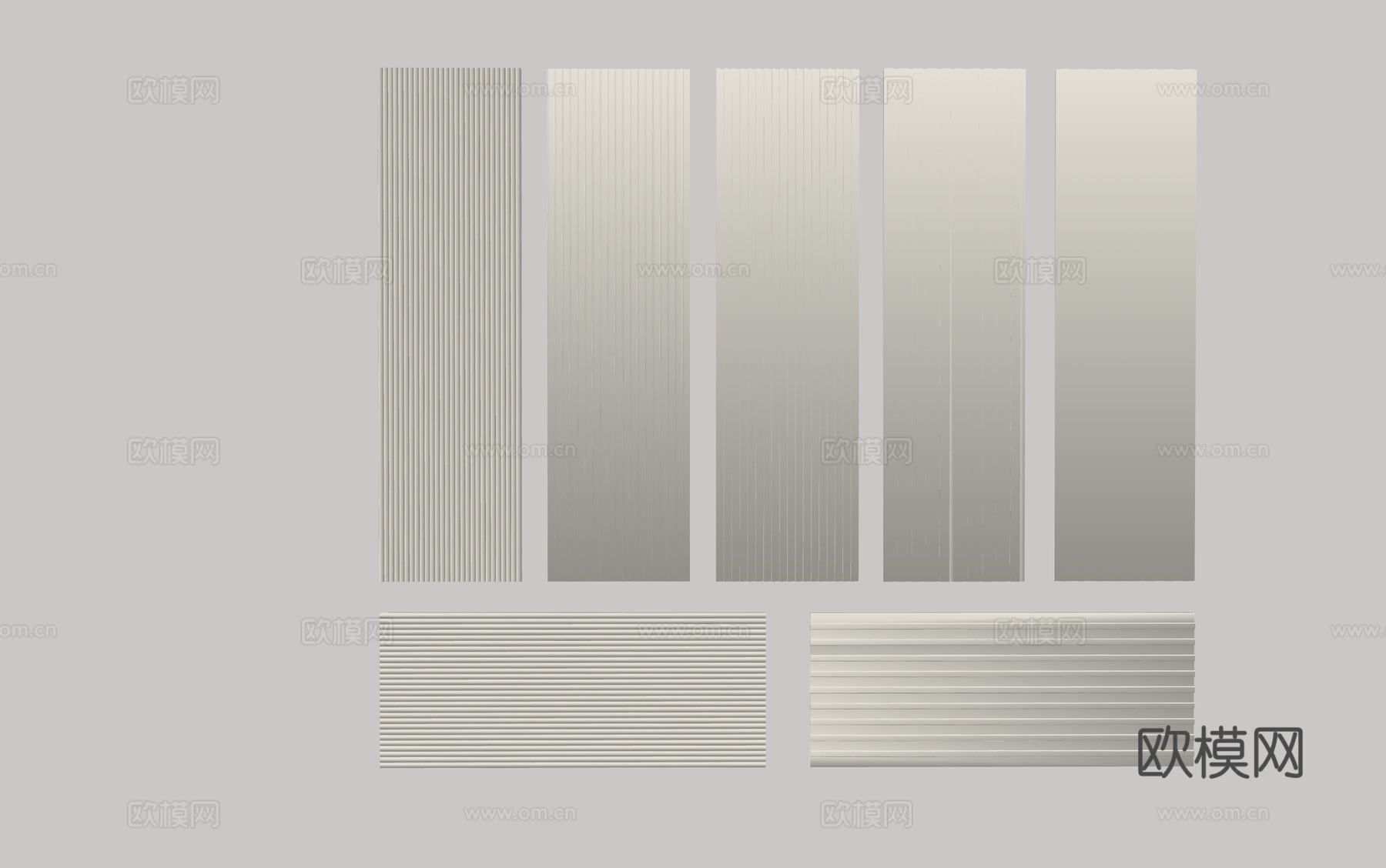 现代长城板 格栅板 护墙板 木饰面线条 背景墙 波浪板 墙饰su模型下载（渲染图2）