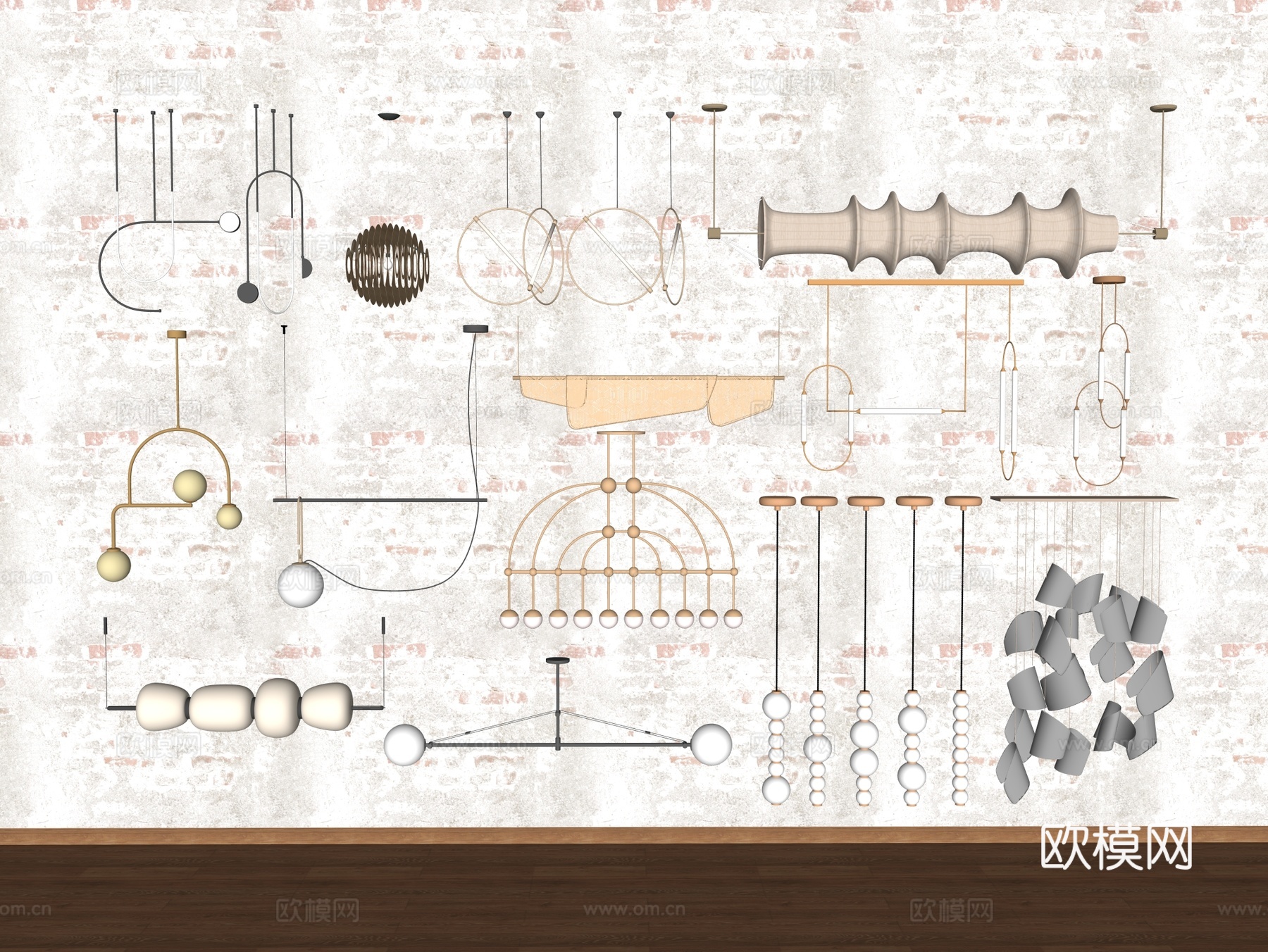 吊灯组合 装饰吊灯 餐厅吊灯 长条吊灯su模型