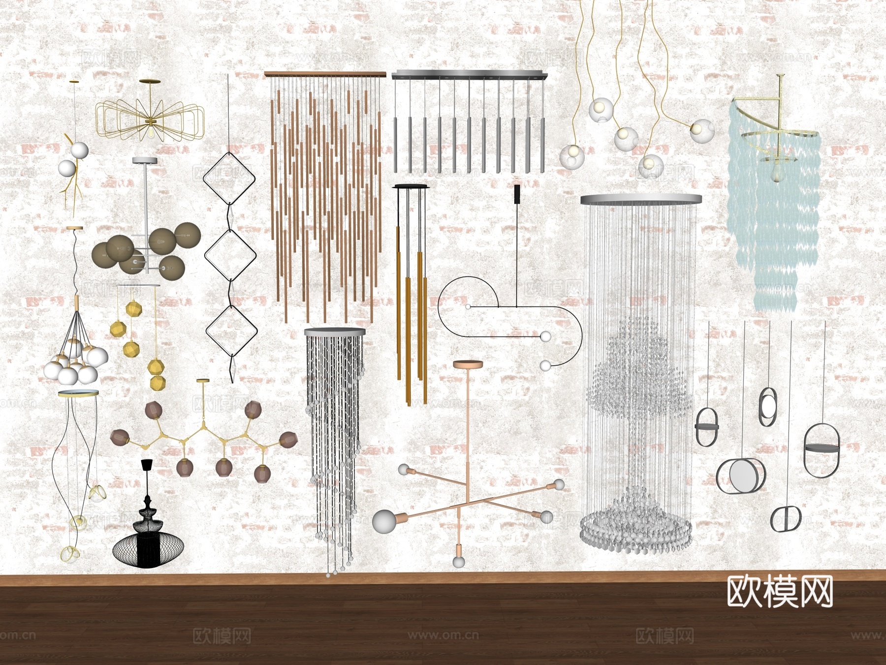 吊灯组合 装饰吊灯 大型吊灯 楼梯吊灯su模型