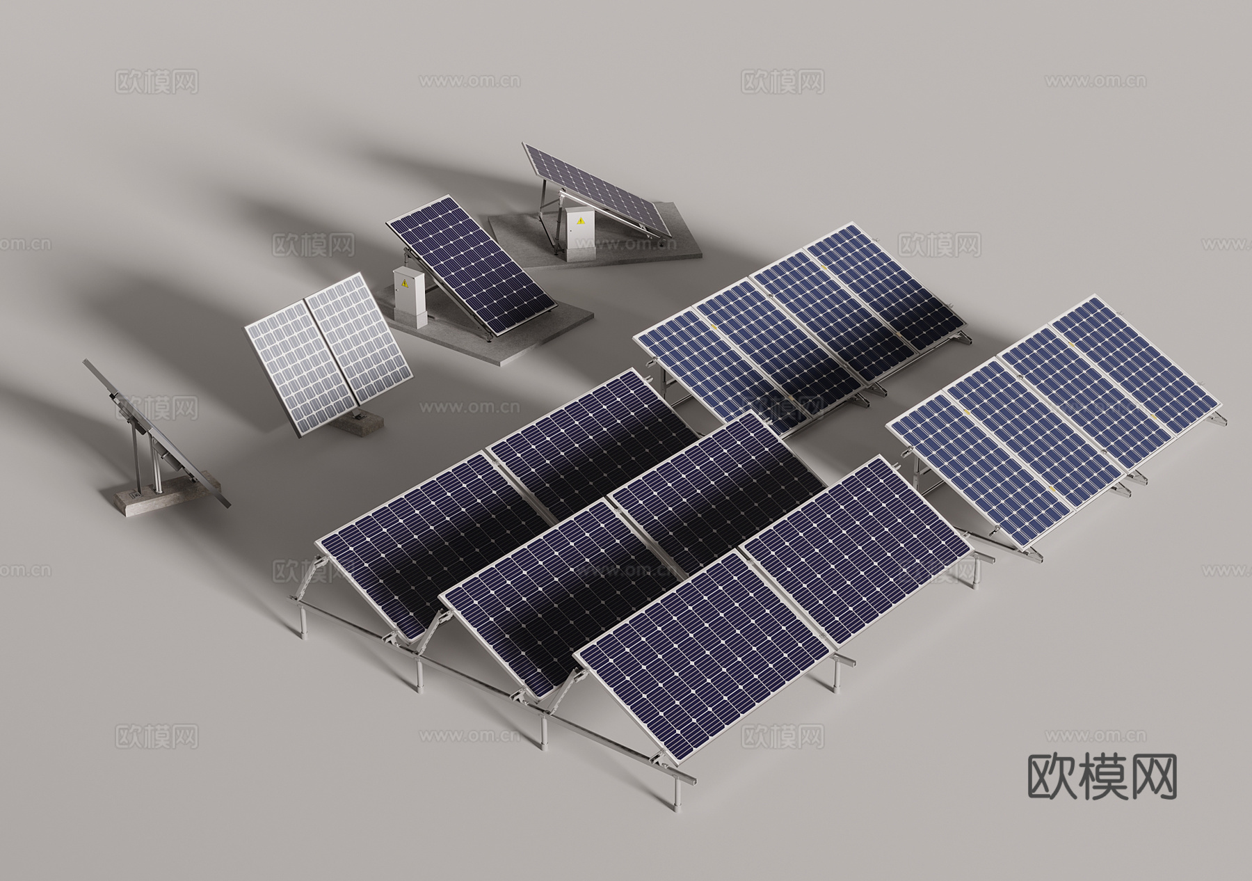 现代太阳能板su模型下载（渲染图1）