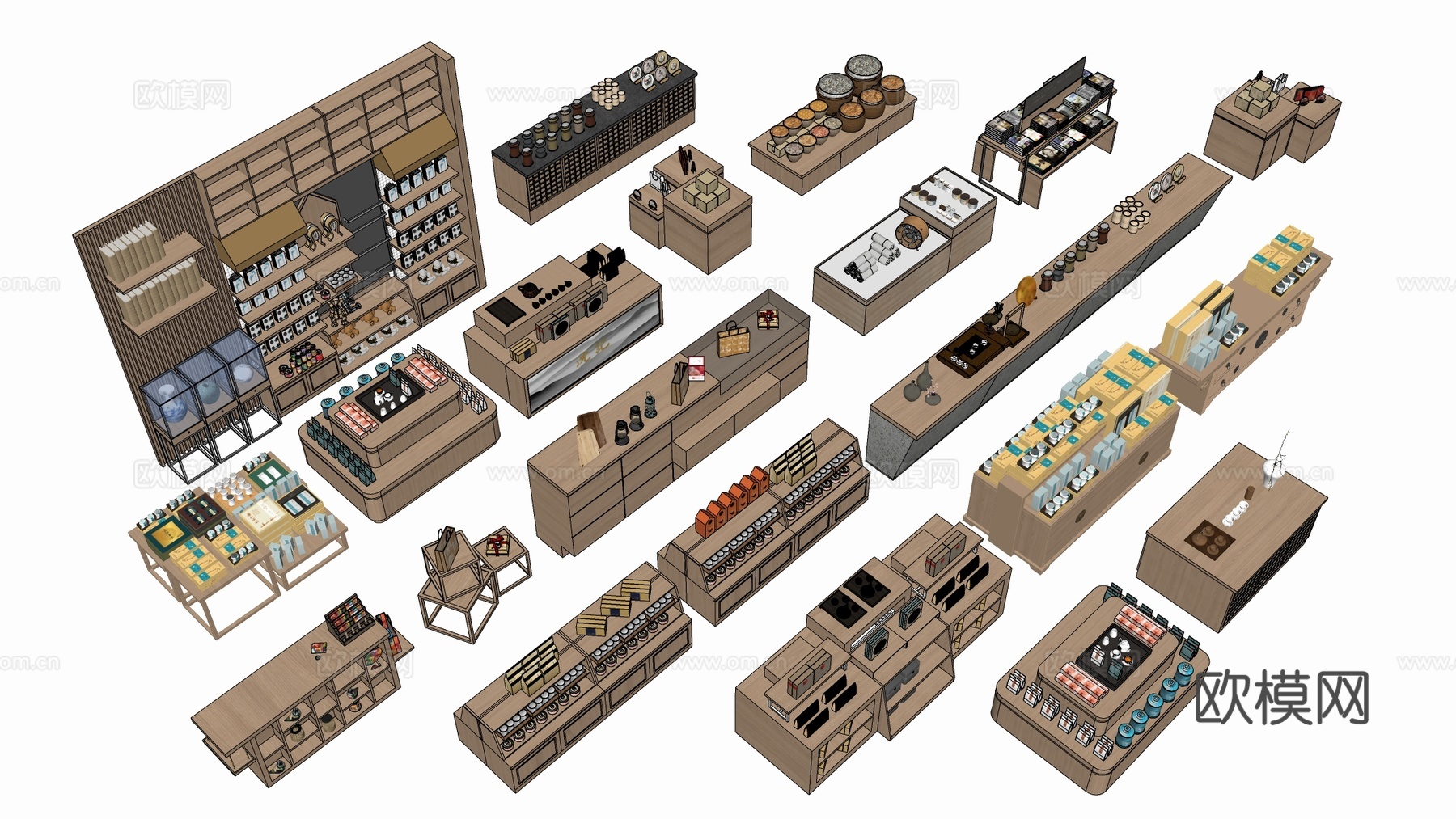 现代文创展架 文创展台 文创书柜 置物架su模型