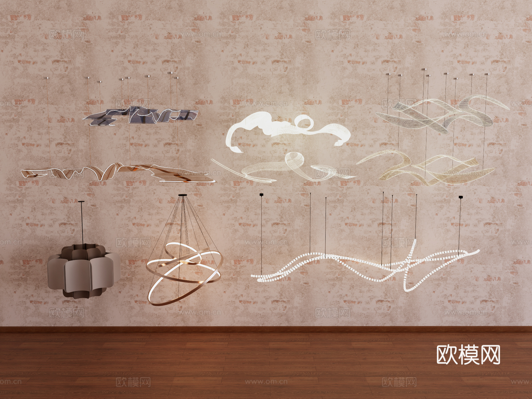 吊灯组合 装饰吊灯 客厅吊灯 餐厅吊灯 大型吊灯su模型下载（渲染图1）