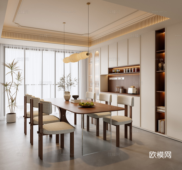 中古风餐厅3d模型下载