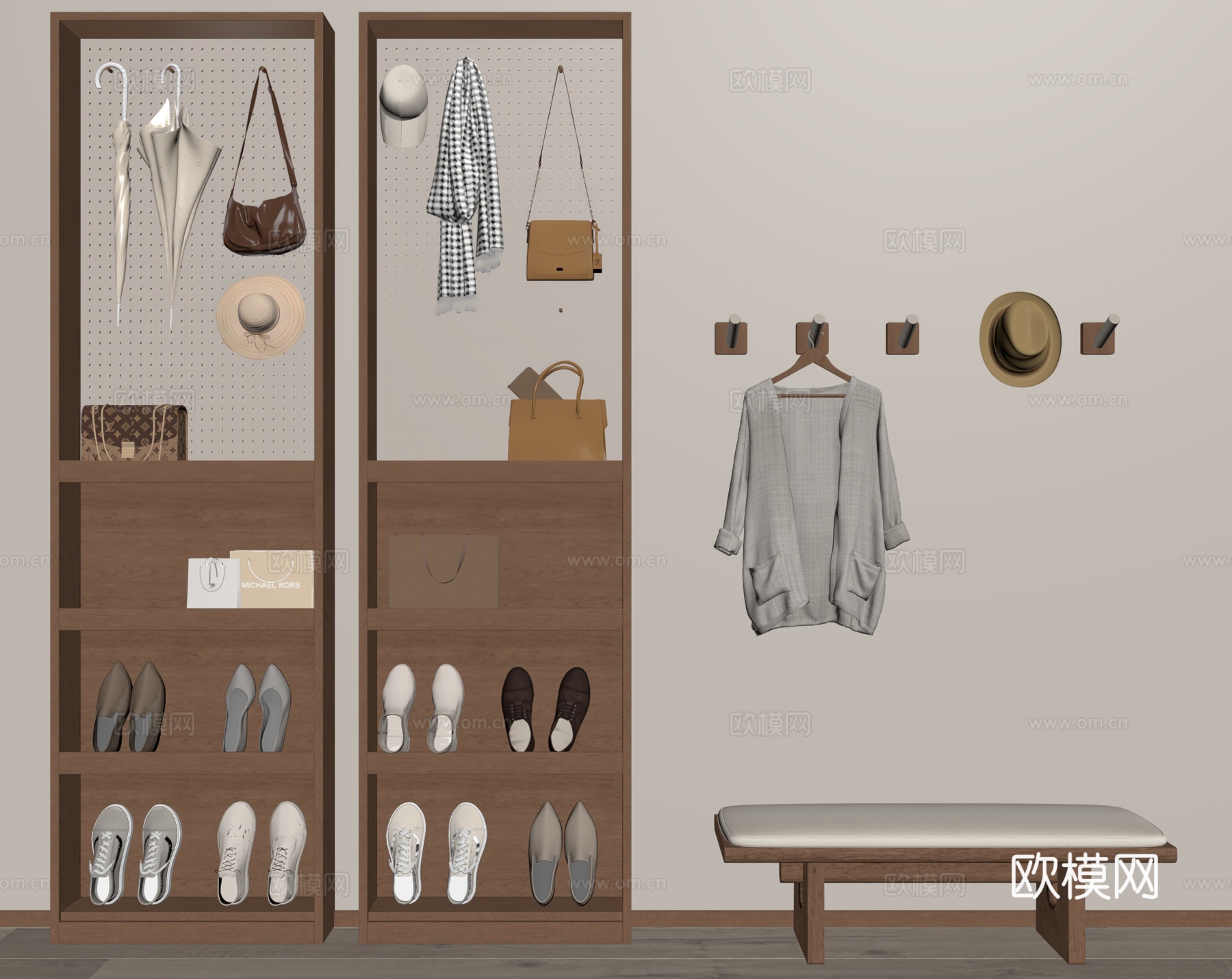 现代鞋架su模型下载（渲染图2）