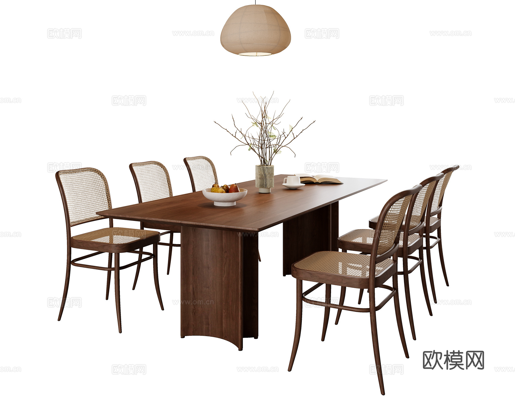 中古风餐桌椅组合su模型