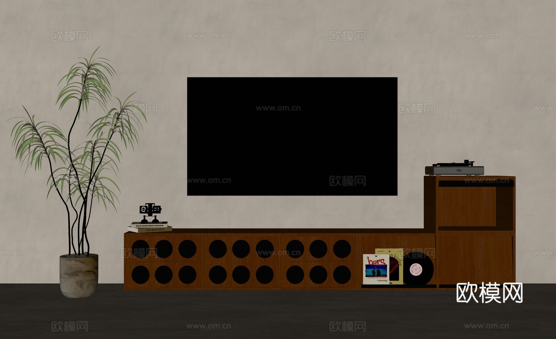 中古风电视柜su模型