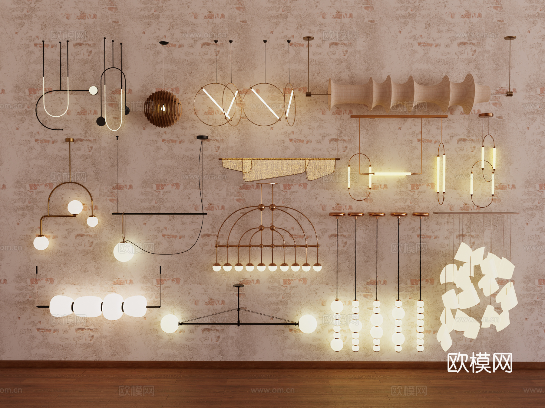吊灯组合 装饰吊灯 餐厅吊灯 长条吊灯su模型