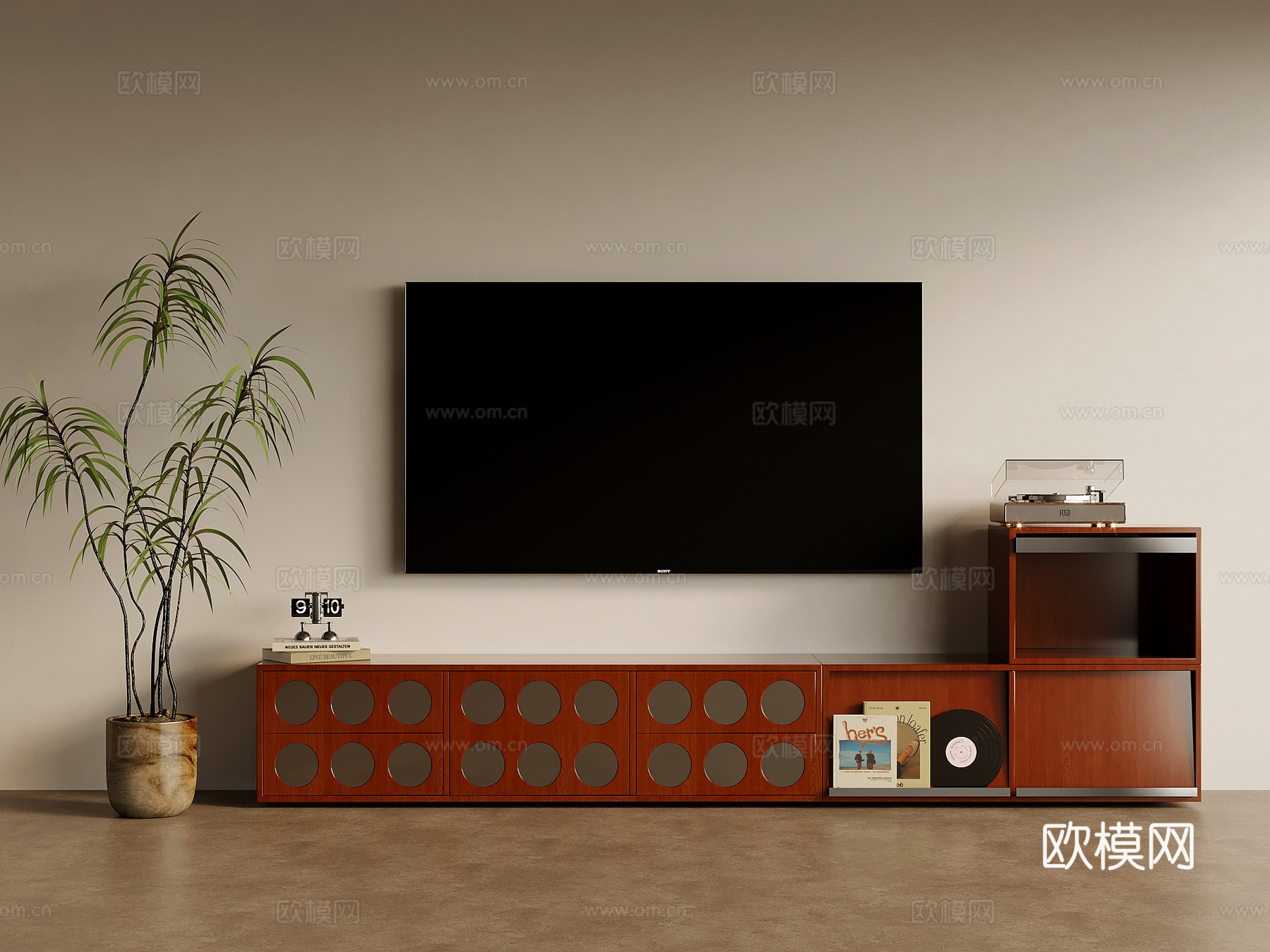 中古风电视柜su模型