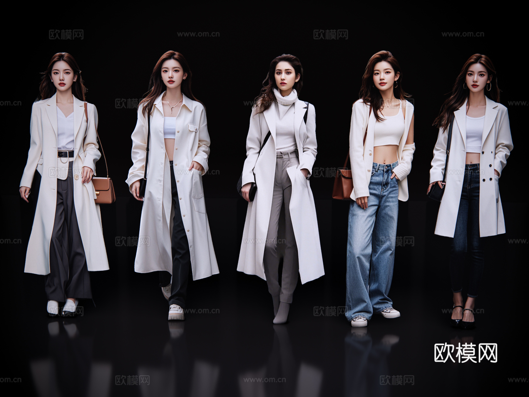 2D现代人物 现代美女 休闲美女 商业街拍 站姿 女人su模型