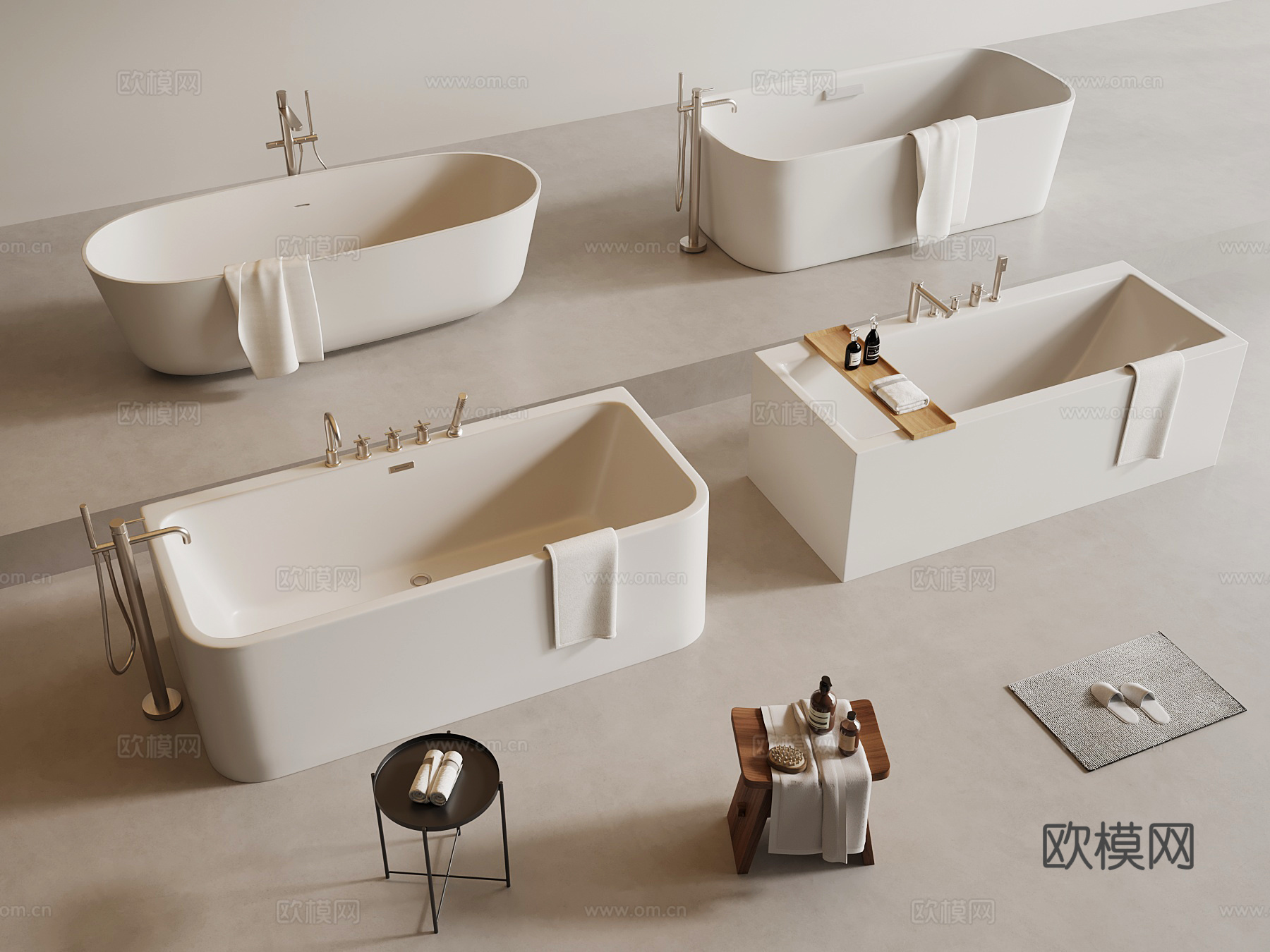 现代浴缸 卫浴小件su模型下载（渲染图1）