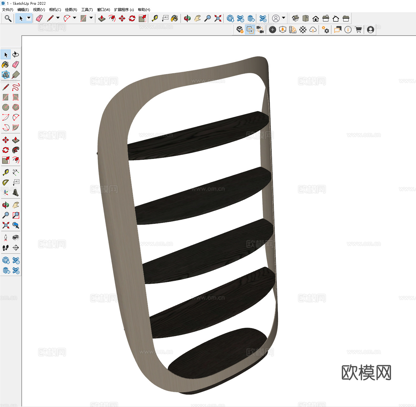 轻奢置物架 厨房置物架 书房置物架 书架 卫生间置物架 简约su模型