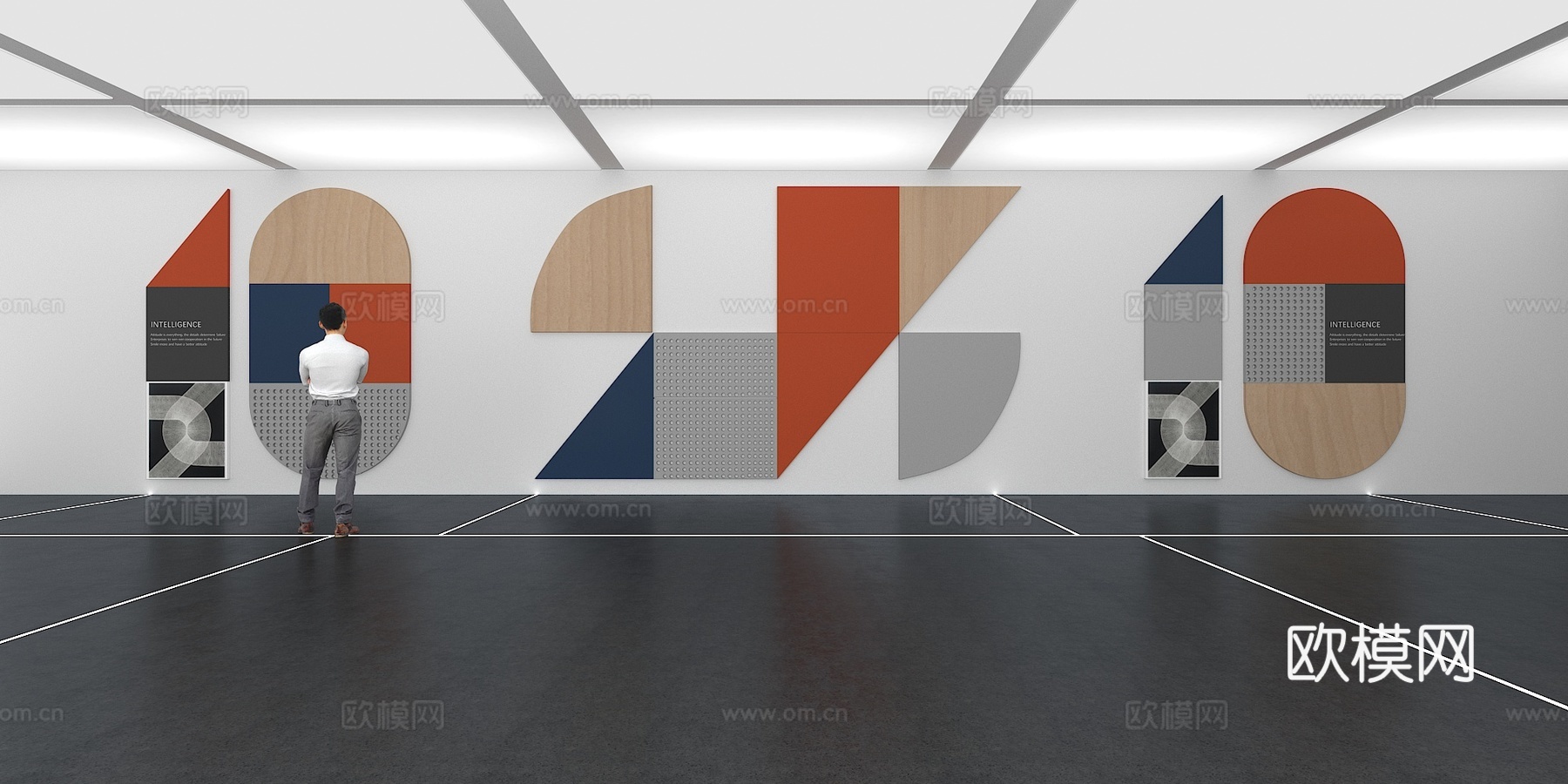 文化墙 企业文化墙 展示墙 主题墙 展厅 校园文化 教室su模型下载（渲染图1）