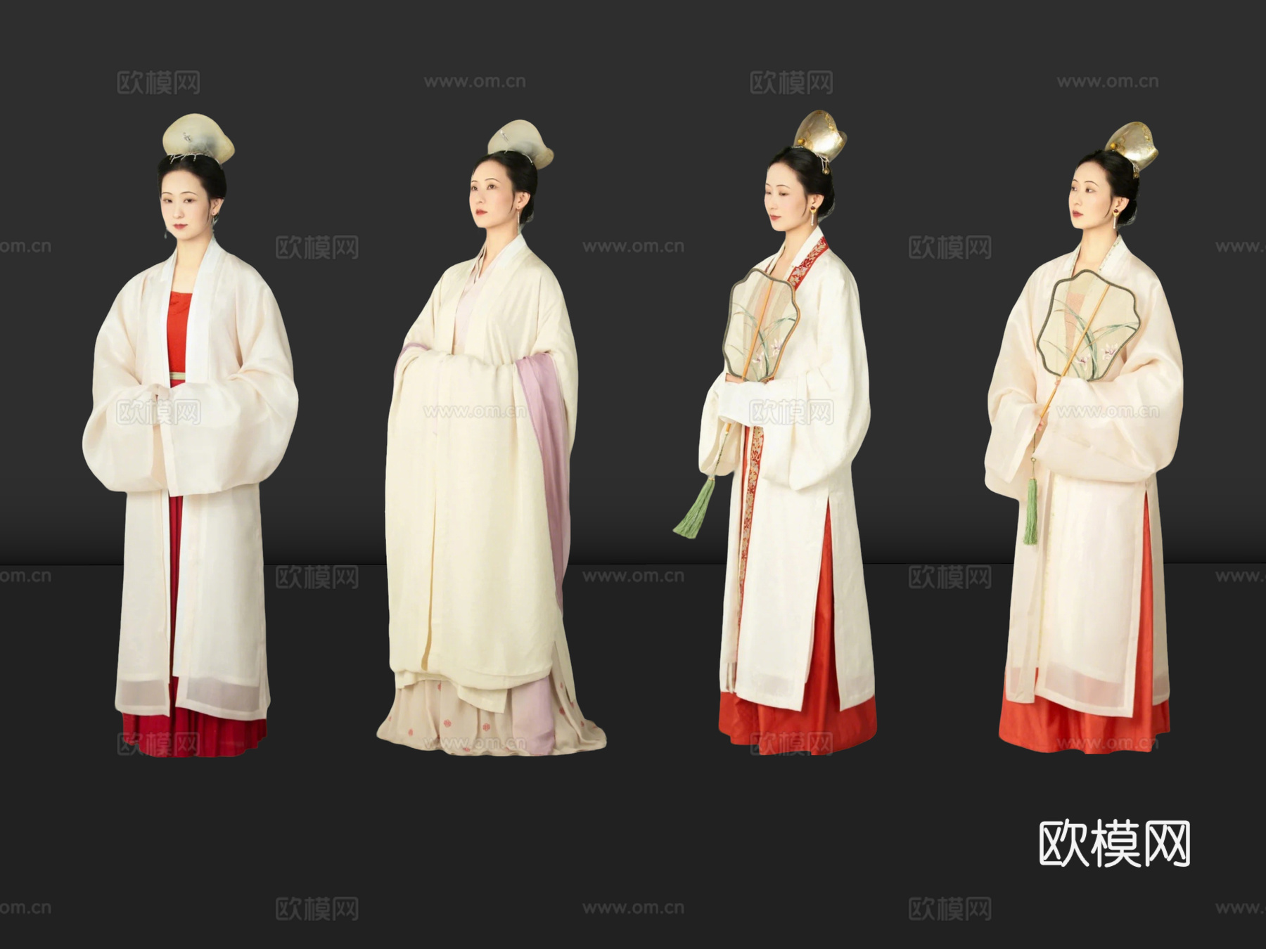 2D古装人物 古典美人 古风美女 宋仕女 古装美女 古风人物su模型