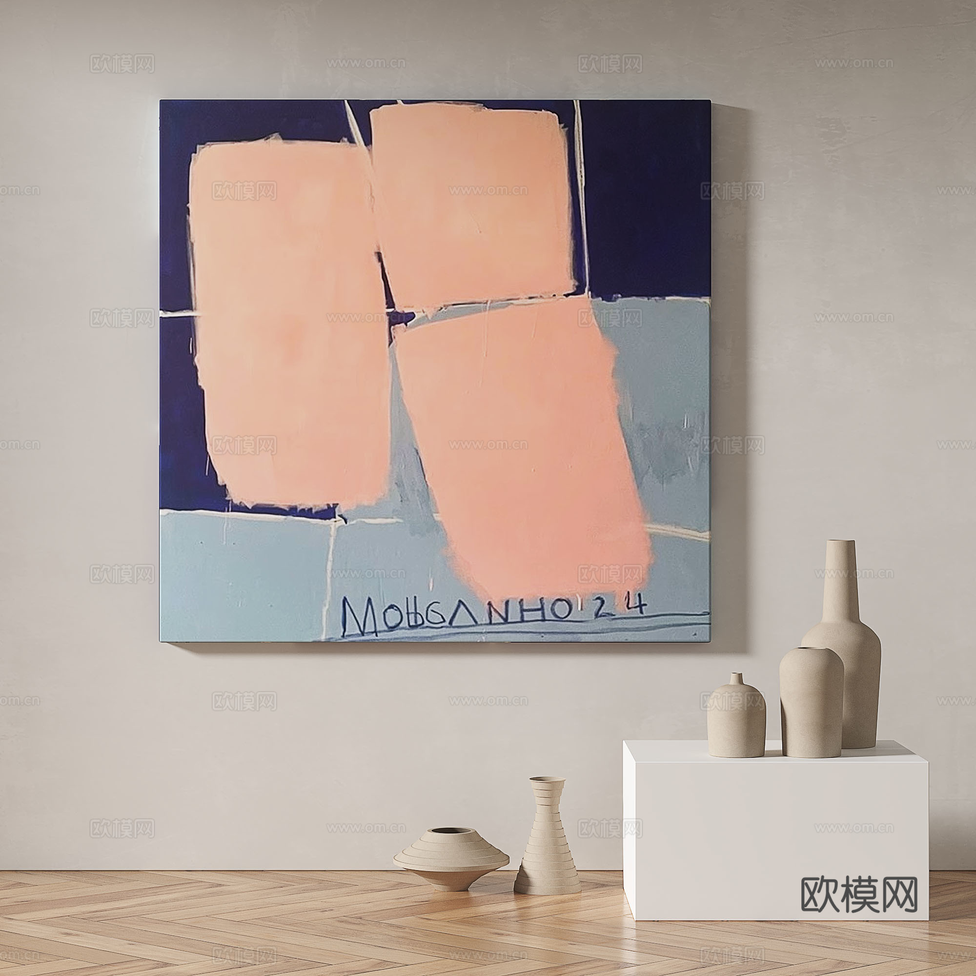 现代，简约，抽象，装饰画3d模型