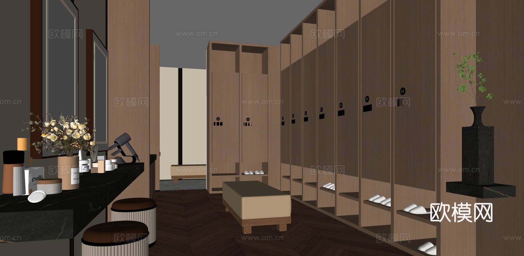 现代更衣室 化妆间su模型下载（渲染图2）