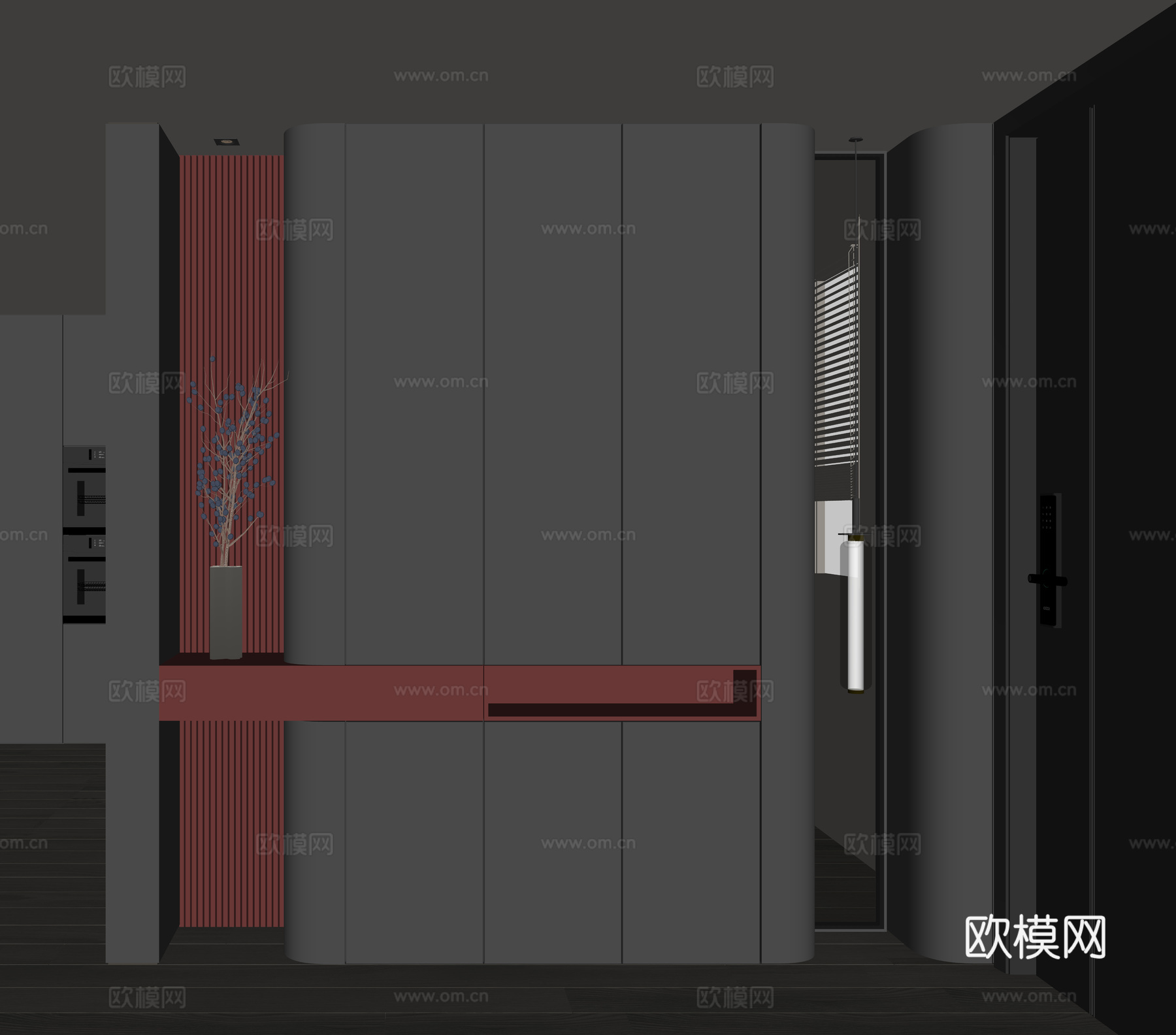 现代入户鞋柜su模型下载（渲染图2）