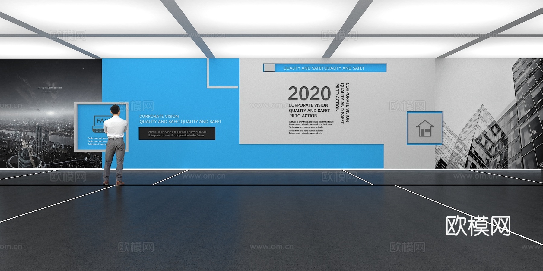 文化墙 企业文化墙 展示墙 主题墙 展厅 校园文化 教室su模型下载（渲染图1）