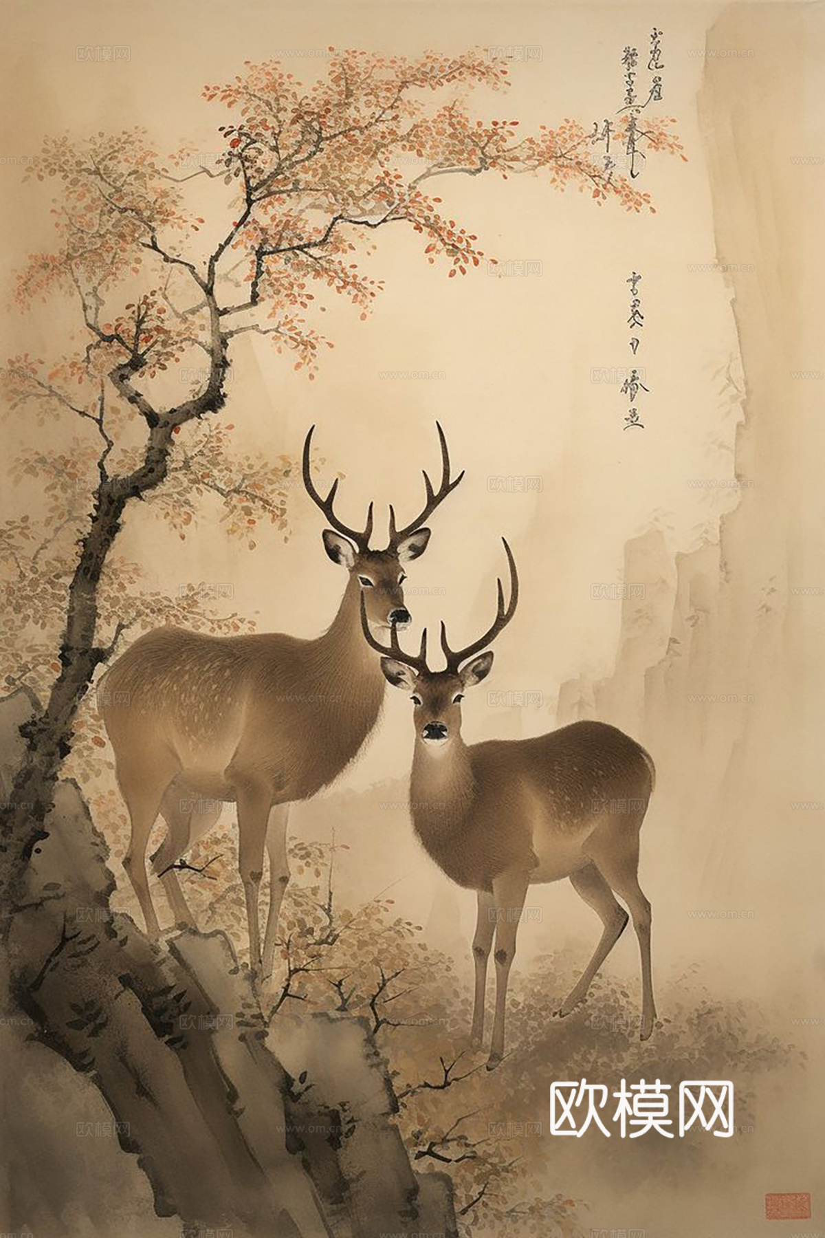新中式挂画 水墨字画 古画 中式动物画