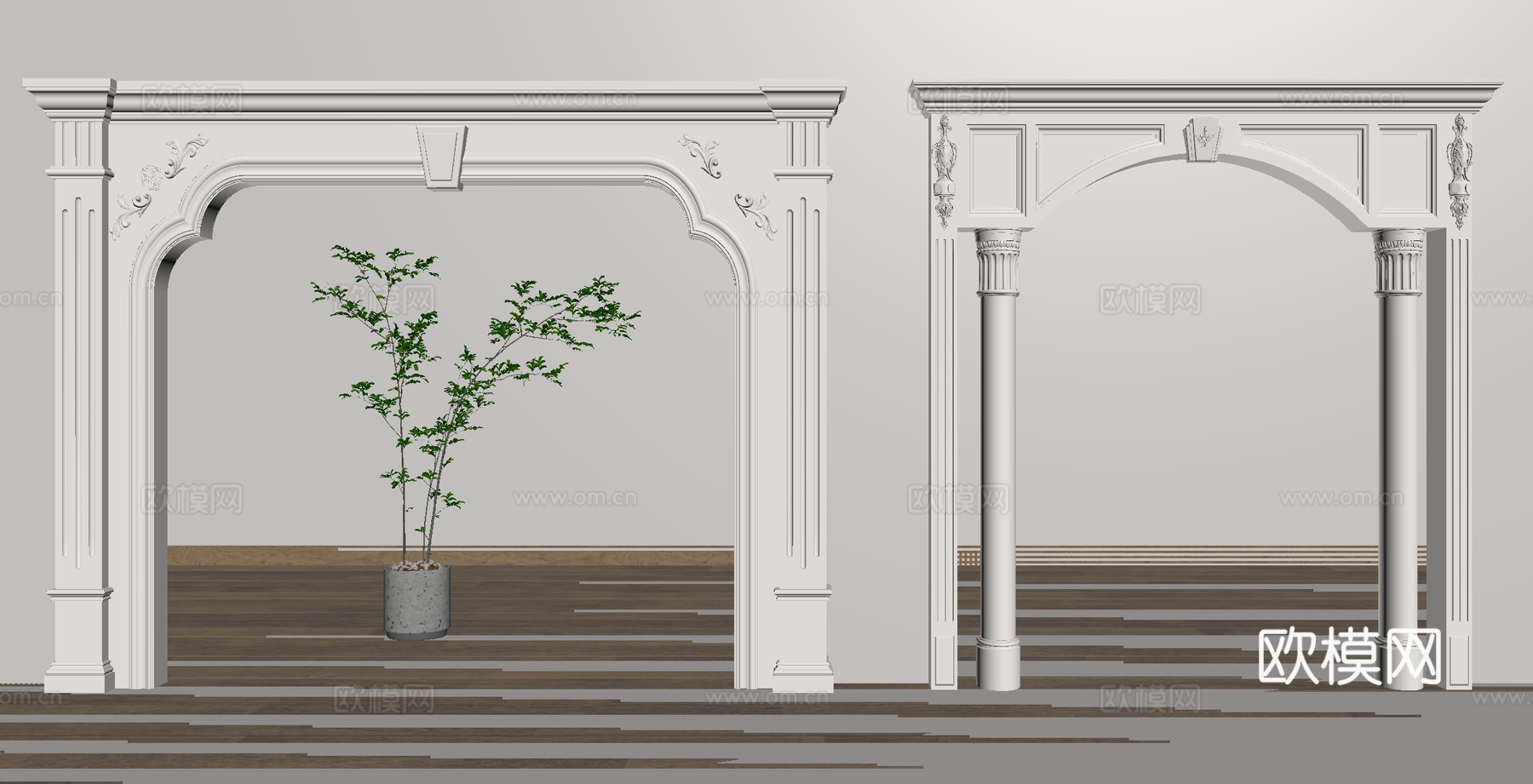 欧式门窗 门框 垭口 门套su模型下载（渲染图2）