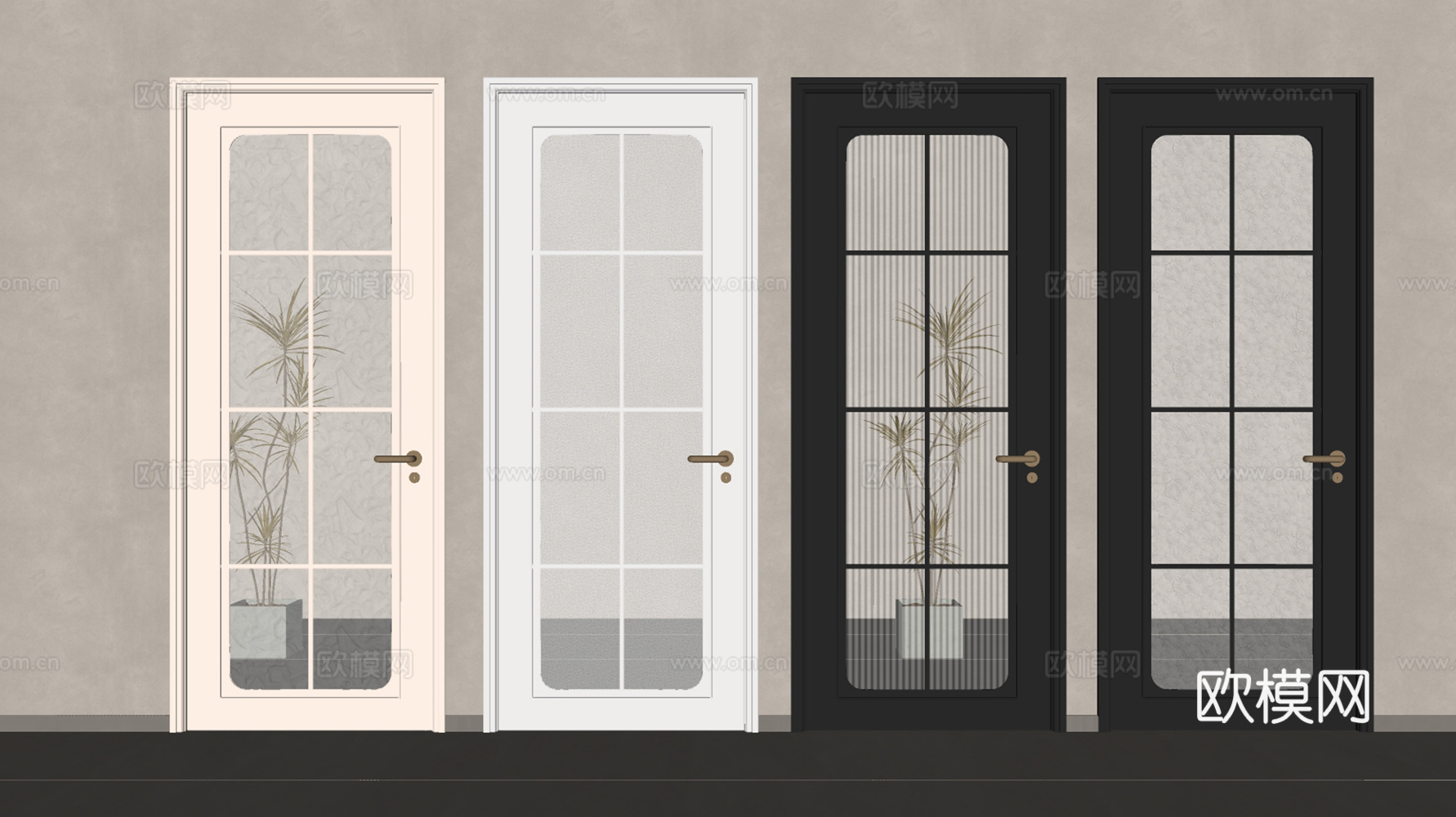 法式玻璃单开门 玻璃门 磨砂玻璃门 长虹玻璃门 法式雕花玻璃su模型