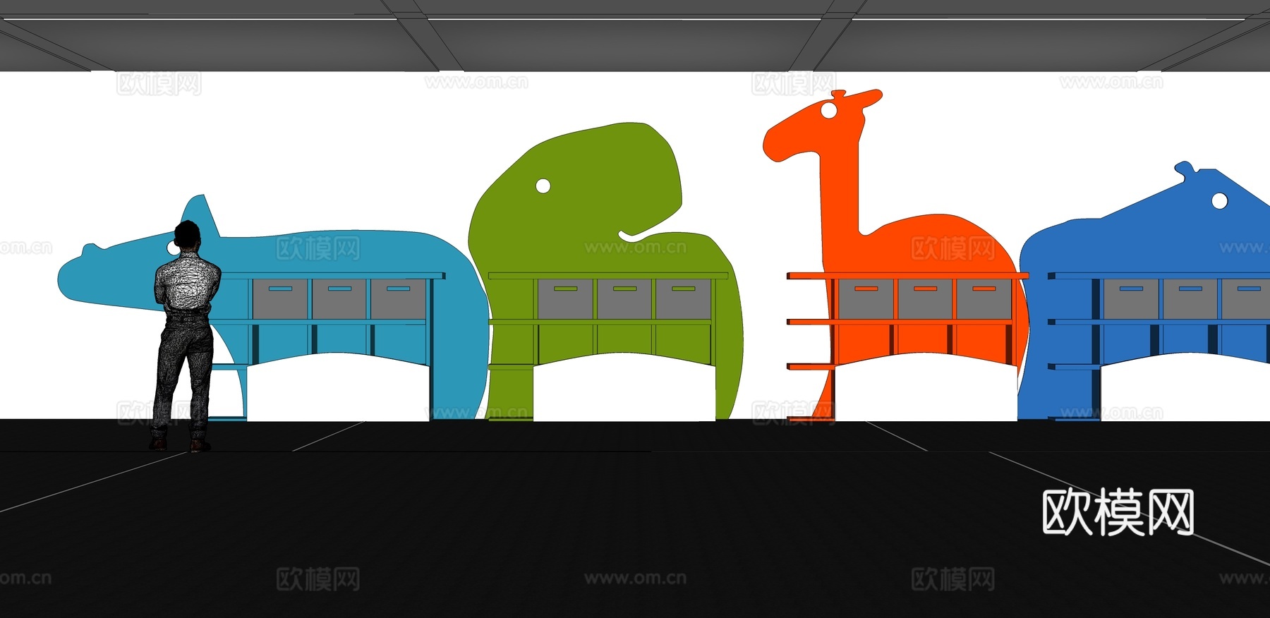 文化墙 企业文化墙 展示墙  展厅 校园文化 走廊 教室su模型下载（渲染图2）