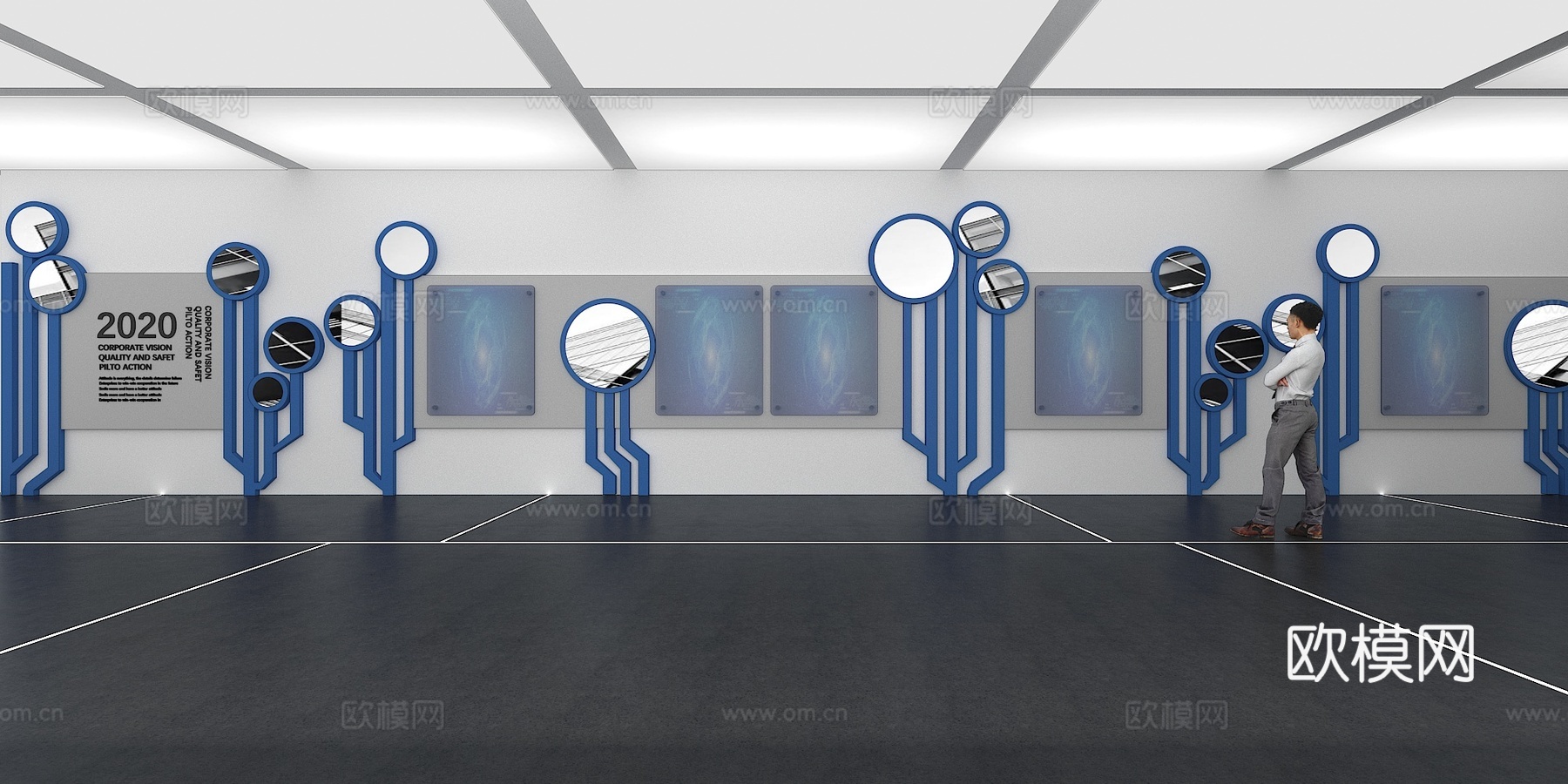 文化墙 企业文化墙 展示墙 主题墙 展厅 校园文化 教室su模型下载（渲染图1）