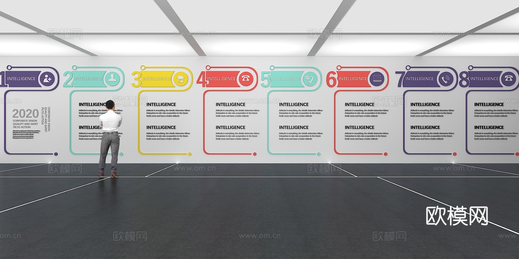 文化墙 企业文化墙 展示墙 主题墙 展厅 校园文化 教室su模型下载（渲染图1）