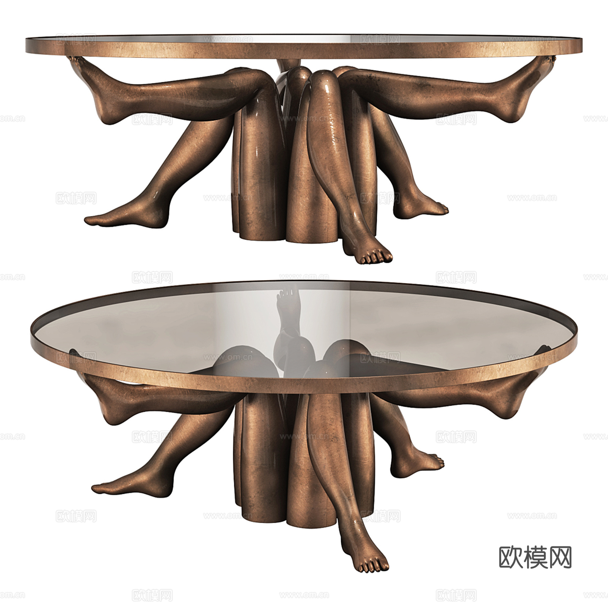 现代轻奢人形圆形餐桌3d模型