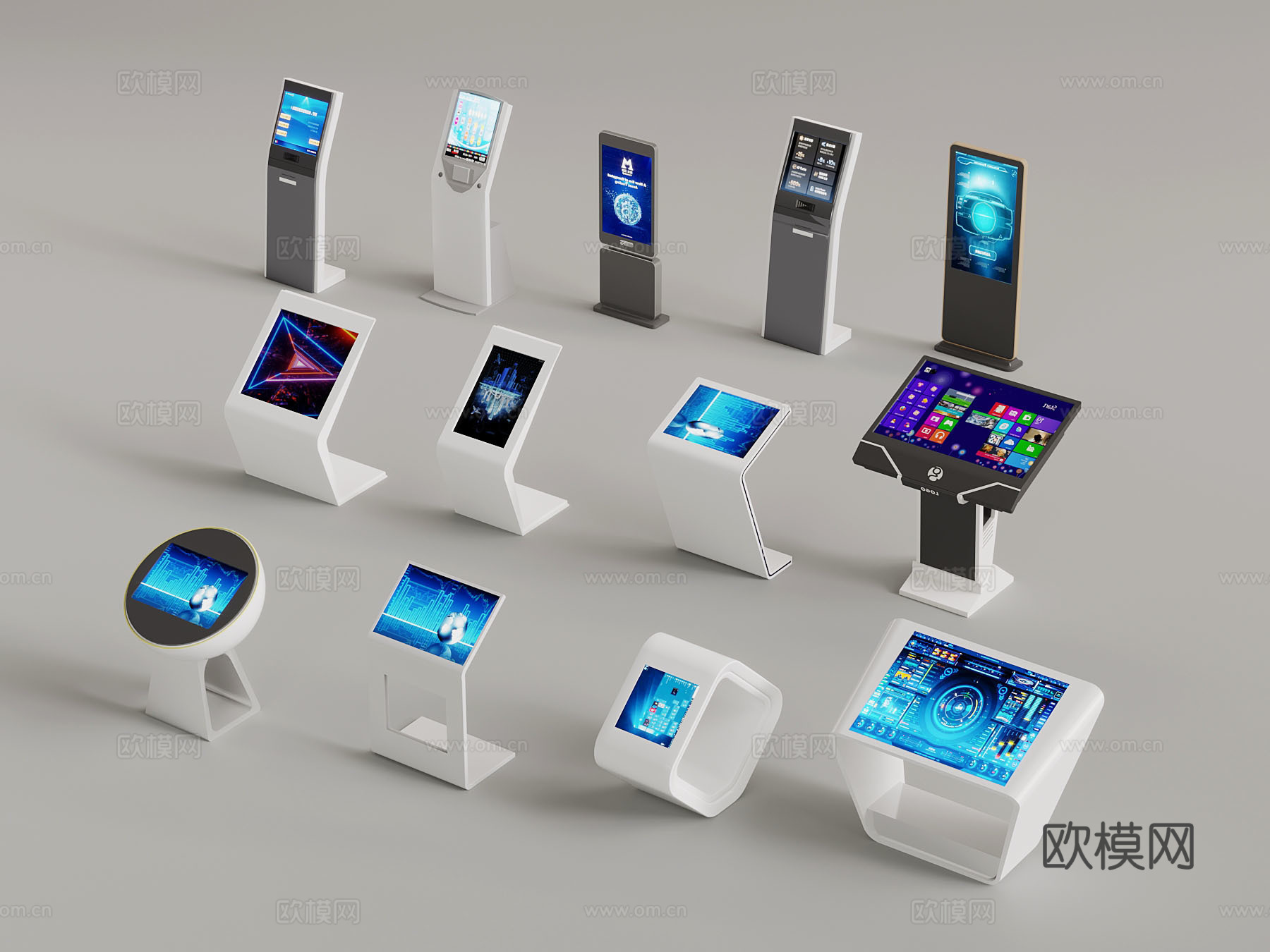 ATM机 现代查询机 取号机 挂号机 取票机su模型下载（渲染图1）