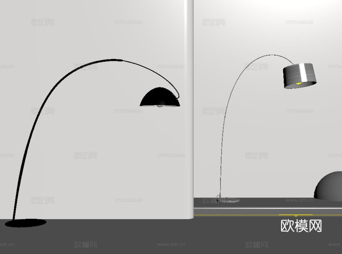 现代钓鱼灯 落地灯 可伸缩客厅灯 高级感立式灯 金属su模型